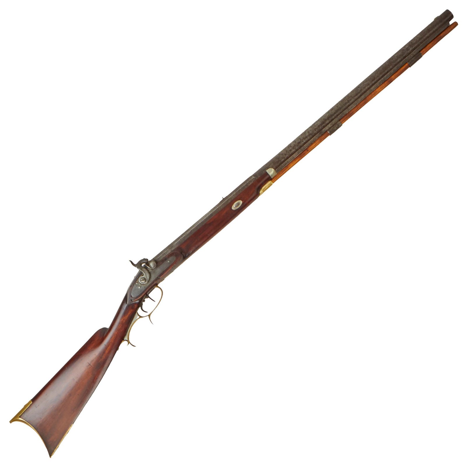 Buy Original U.S. Large Bore Half-Stocked Percussion Hunting Rifle with Set Trigger and Lock by Atkinson - circa 1845 | Original Firearms Antique For Sale