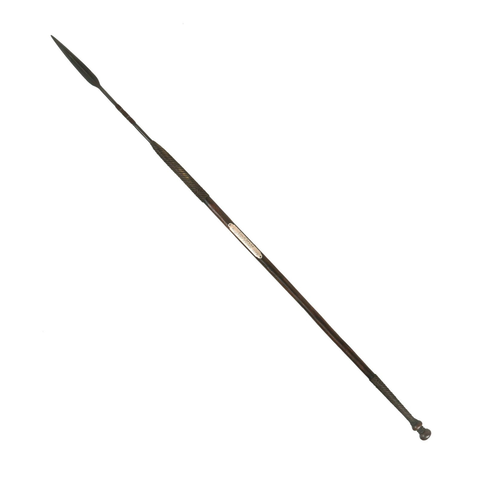 Buy Original Anglo-Zulu War Zulu Impi Throwing Spear with Plaque from Fort Ekowe 1879 | Original Firearms Antique For Sale