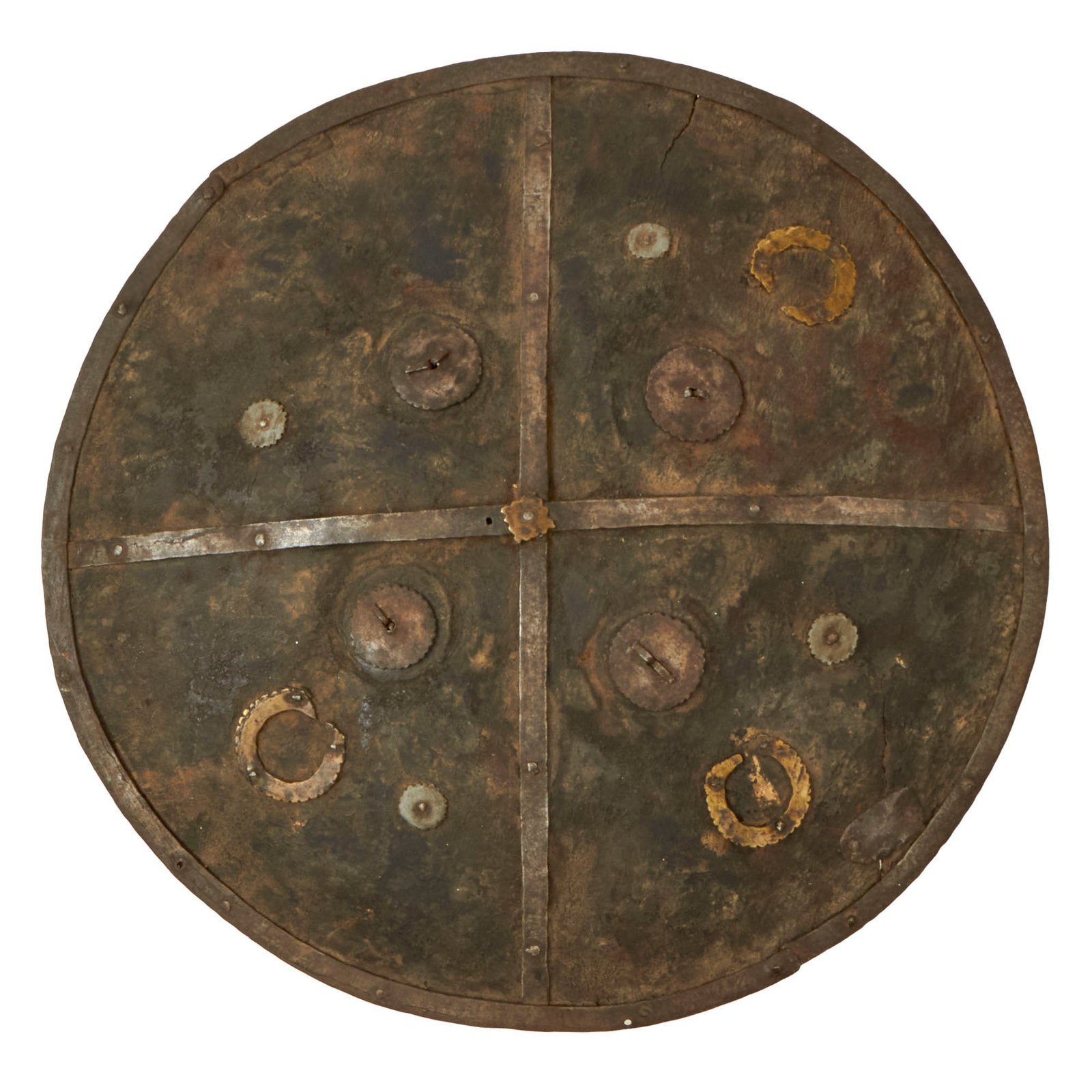 Buy Original Afghan 19th Century Water Animal Hide Shield with Original Leather Handles | Original Firearms Antique For Sale