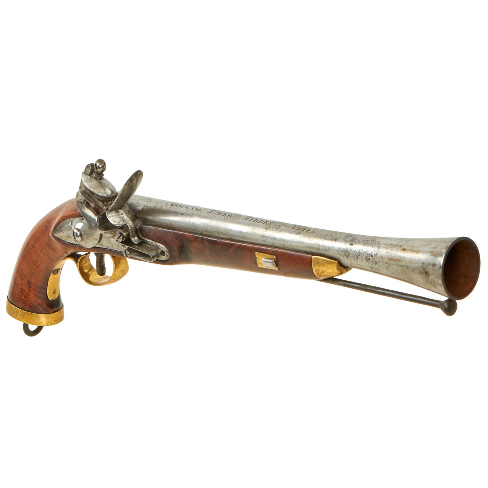 Buy Original Dutch Napoleonic Flintlock Naval Blunderbuss Pistol Carbine Named to Ship ADMIRAL TJERK HIDDES de VRIES - Circa 1780 | Original Firearms Antique For Sale
