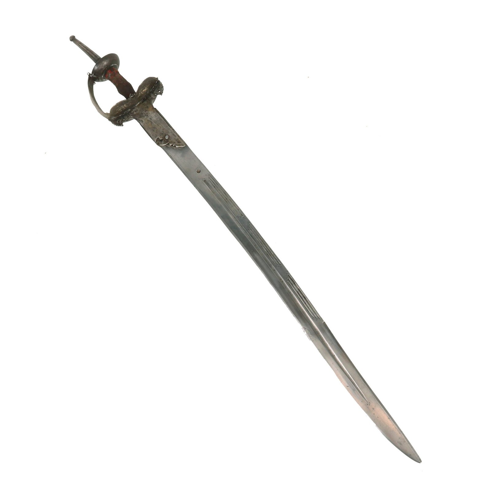 Buy Original 17th Century Indian Mughal Pata Warrior Battle Sword with Wootz Steel Blade & Silver Inlaid Guard | Original Firearms Antique For Sale