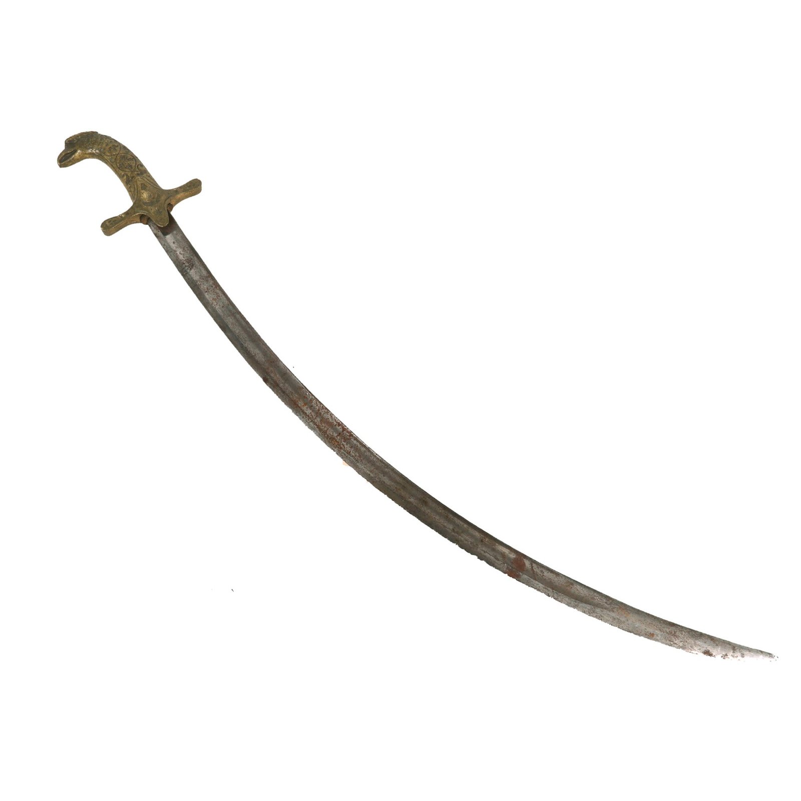Buy Original Ottoman 19th Century Eagle Head Mameluke Style Sword with All-Brass Hilt | Original Firearms Antique For Sale