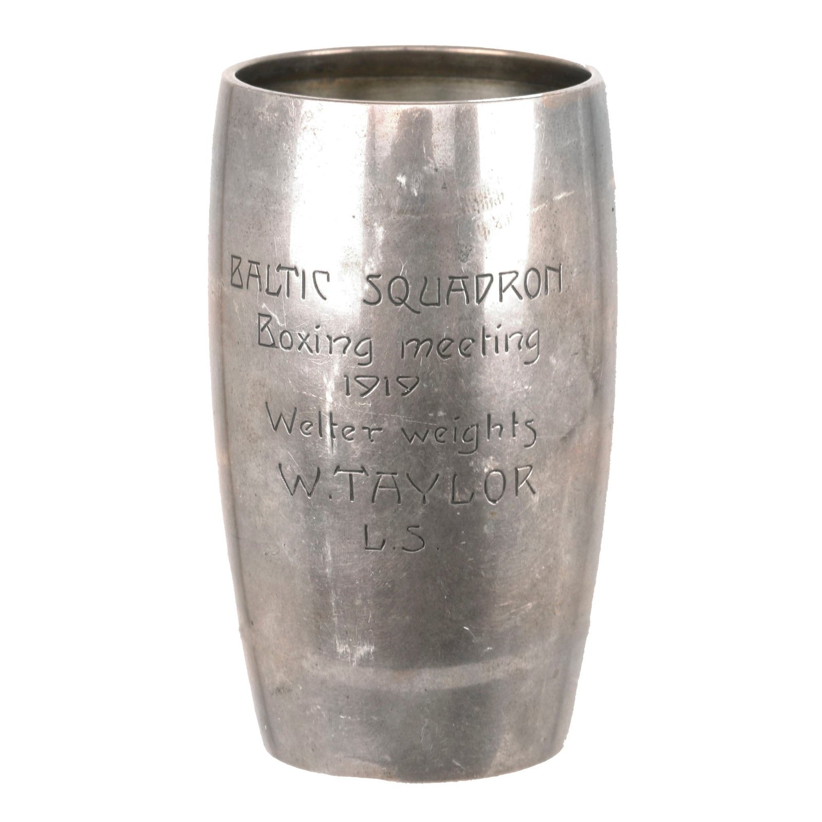 Buy Original British WWI Era Royal Air Force RAF Baltic Squadron 1919 Silver-Plated Boxing Meeting Award Named to W. Taylor | Original Firearms Antique For Sale