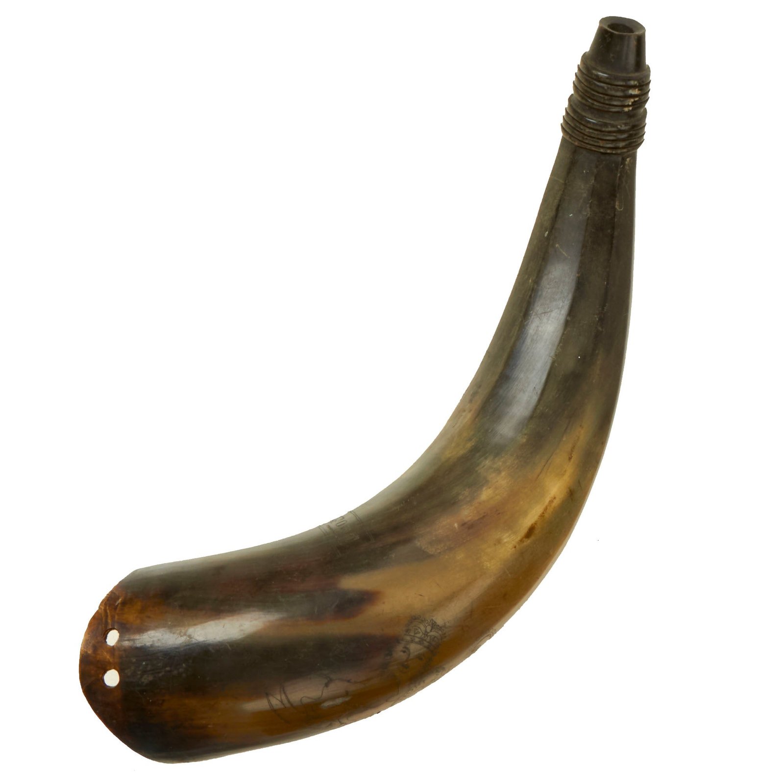 Buy Original British Napoleonic Era Powder Horn Regimentally Marked to 5th Regiment of Foot with Coat of Arms of the United Kingdom | Original Firearms Antique For Sale