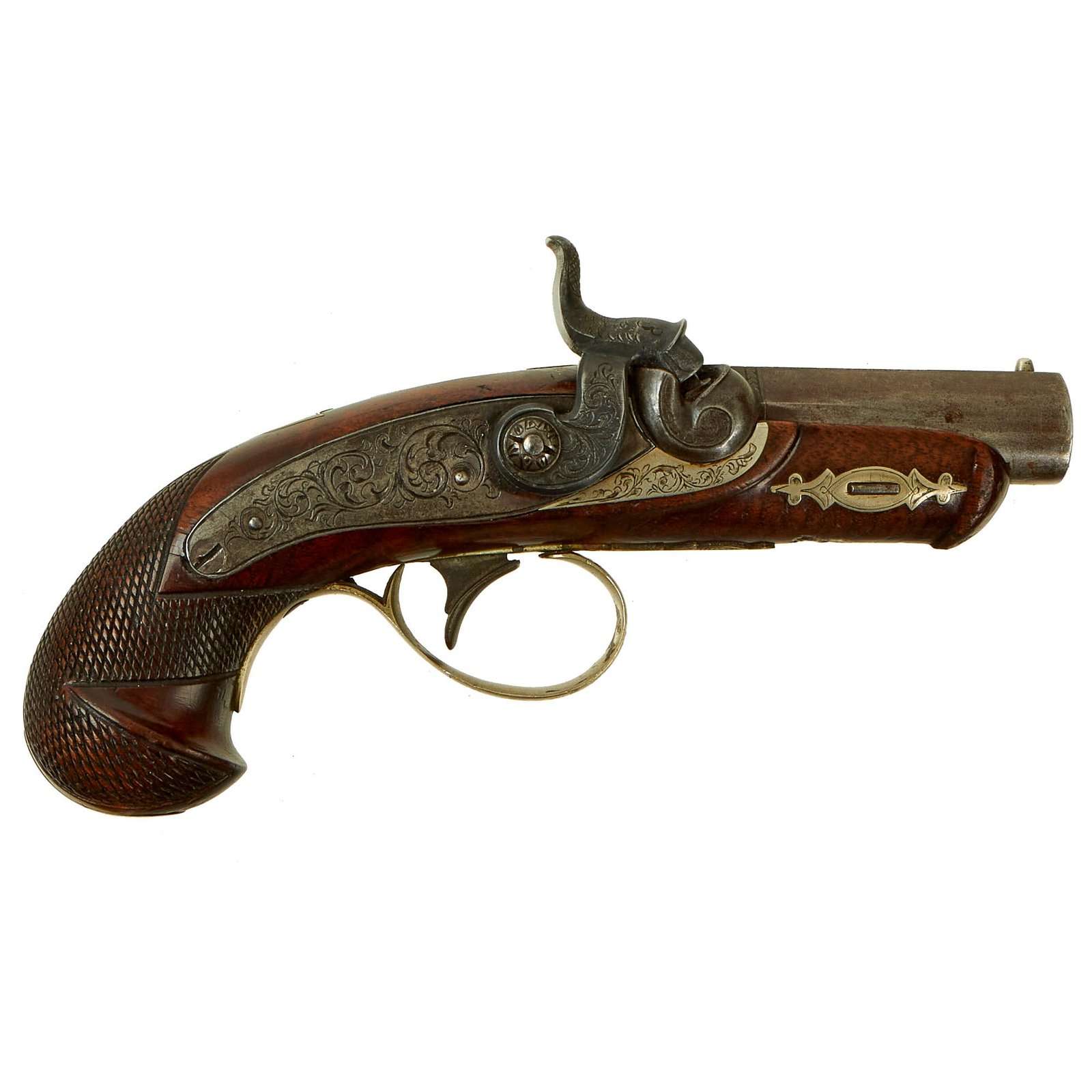 Buy Original U.S. Civil War Confederate Silver Mounted "Philadelphia Deringer" Pocket Percussion Pistol by H. Connor of Mobile, Alabama | Original Firearms Antique For Sale