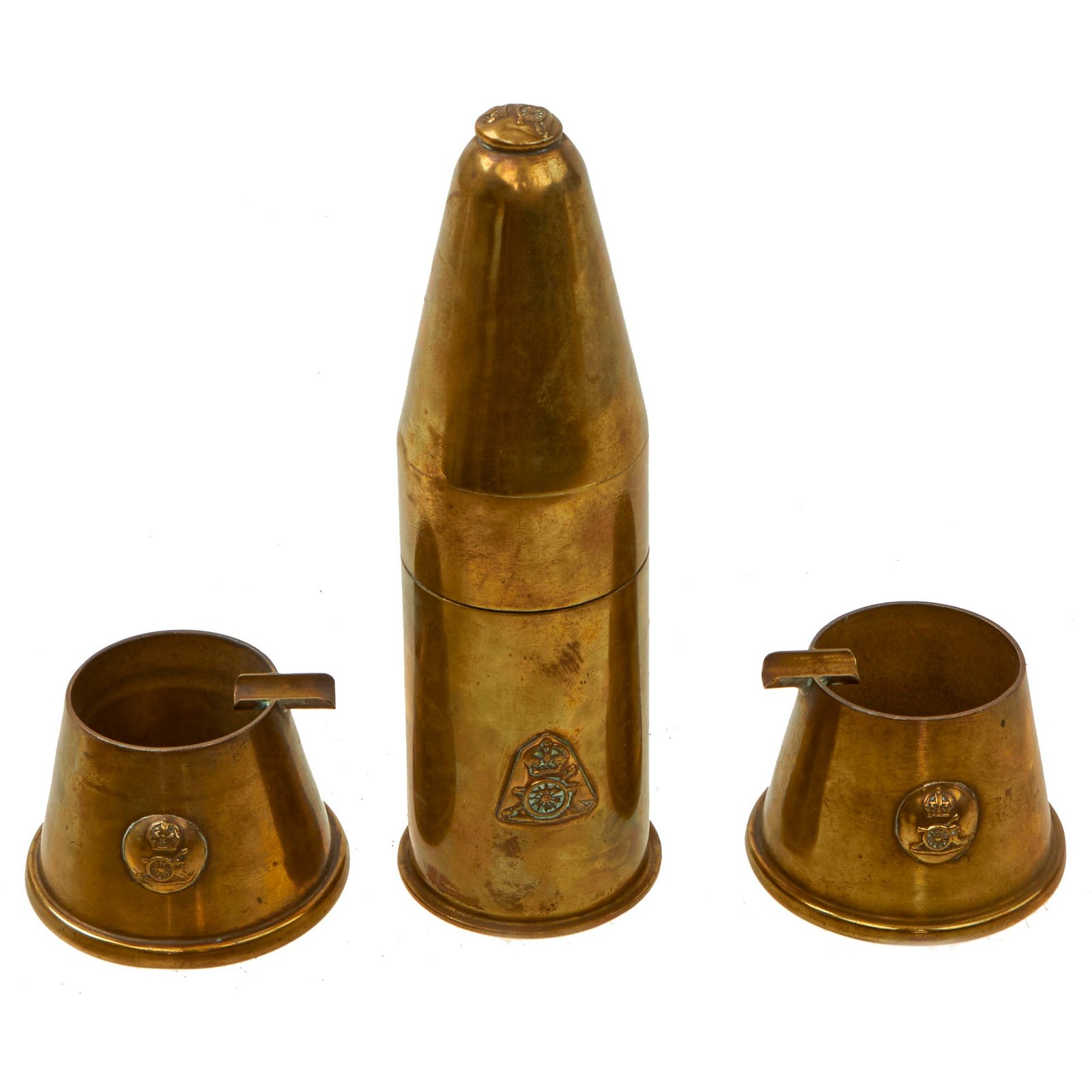 Buy Original British WWII Royal Field Artillery Trench Art Lighter & Ashtray Lot | Original Firearms Antique For Sale