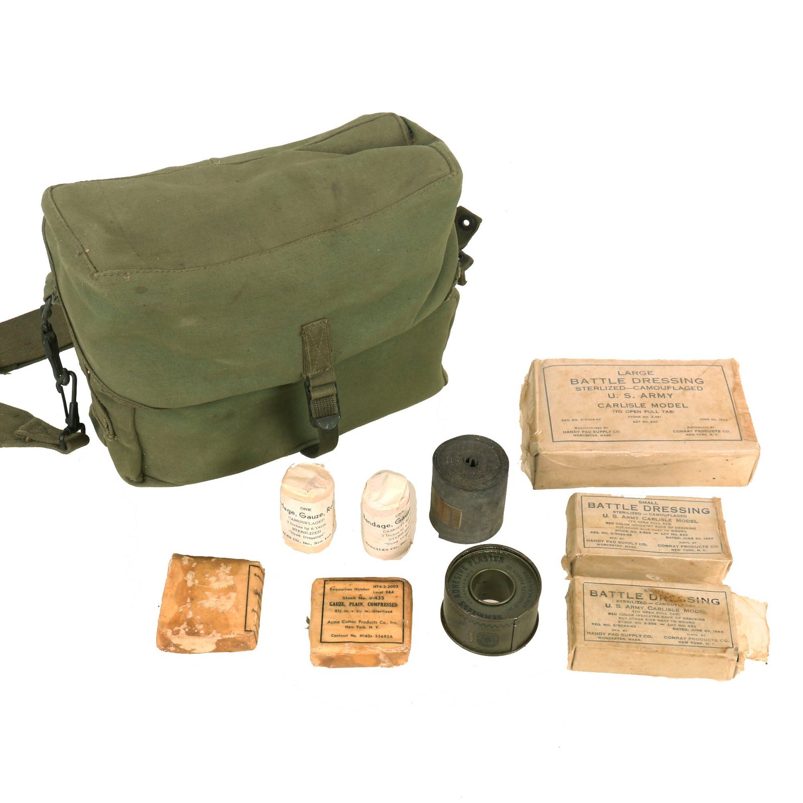 Buy Original U.S. Early Vietnam War Unit-One Rubberized Trifold M3 Medical Bag - With Contents | Original Firearms Antique For Sale