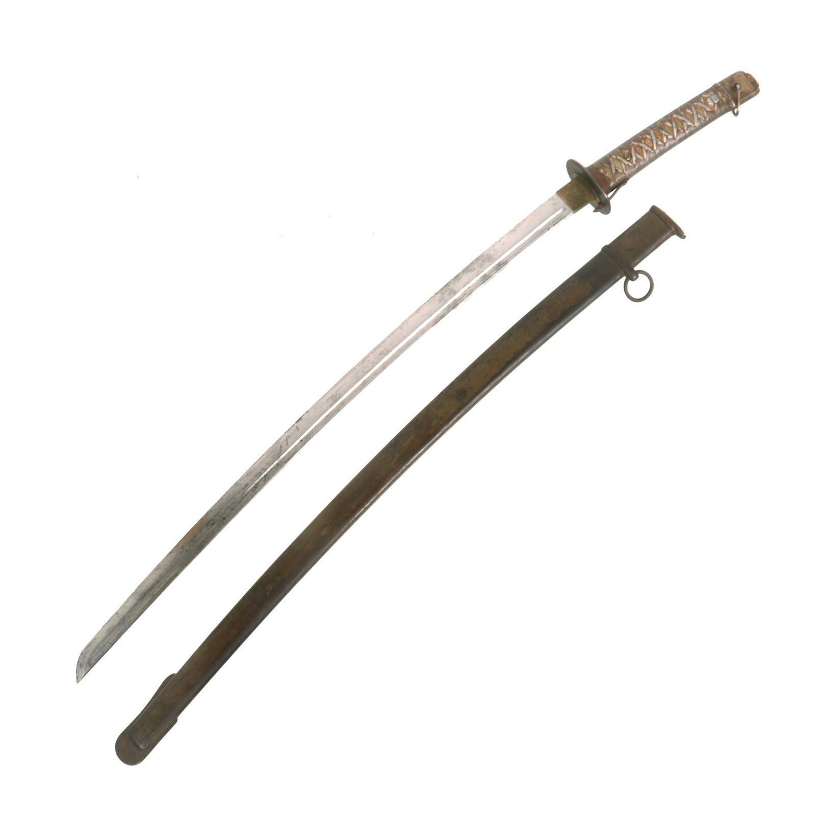 Buy Original WWII Japanese Army Type 95 NCO Aluminum Handle Katana Sword with Unmatched Scabbard - Service Used | Original Firearms Antique For Sale
