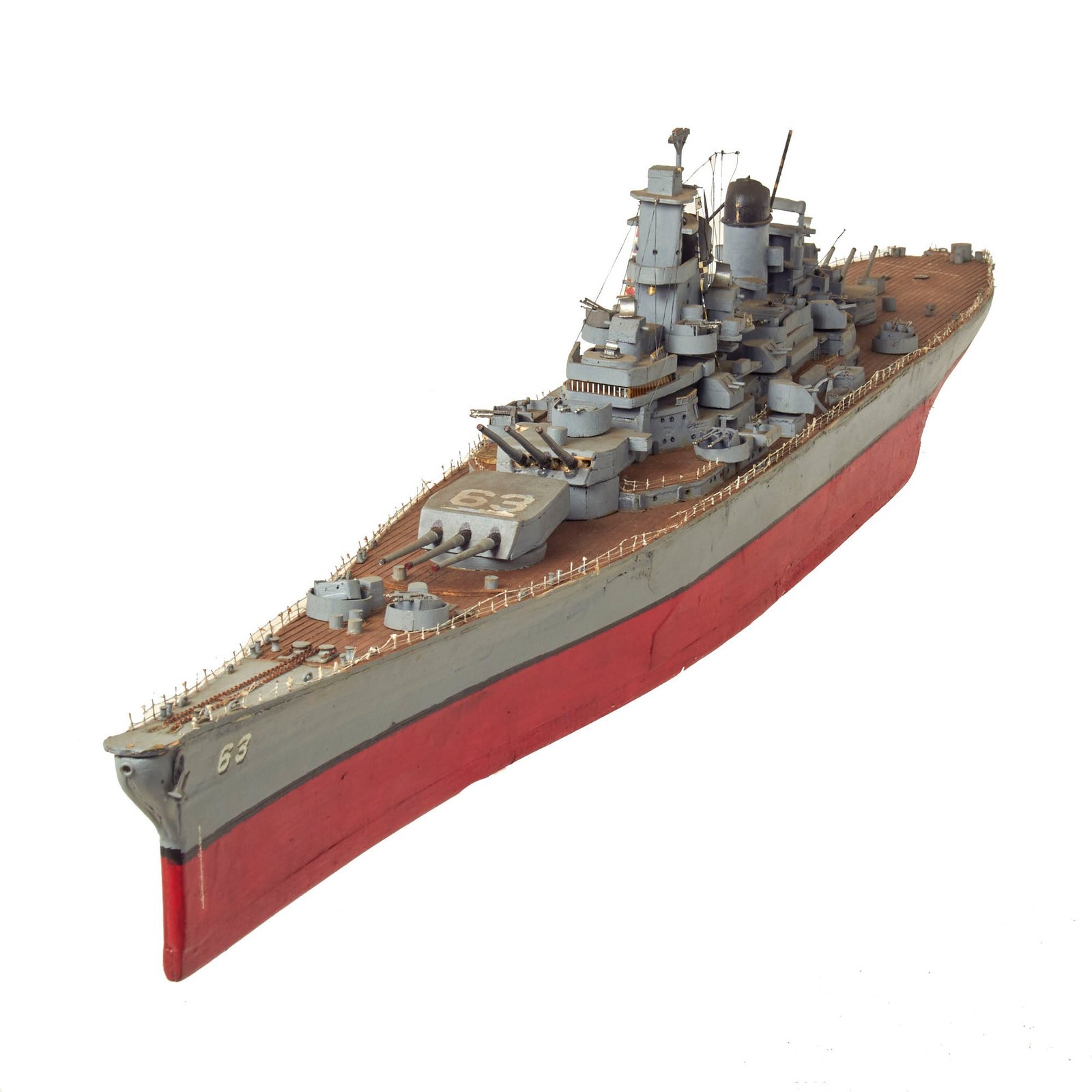 Buy U.S. WWII USS Missouri (BB-63) 1:200 Scale Wood Model - Custom Built | Original Firearms Antique For Sale