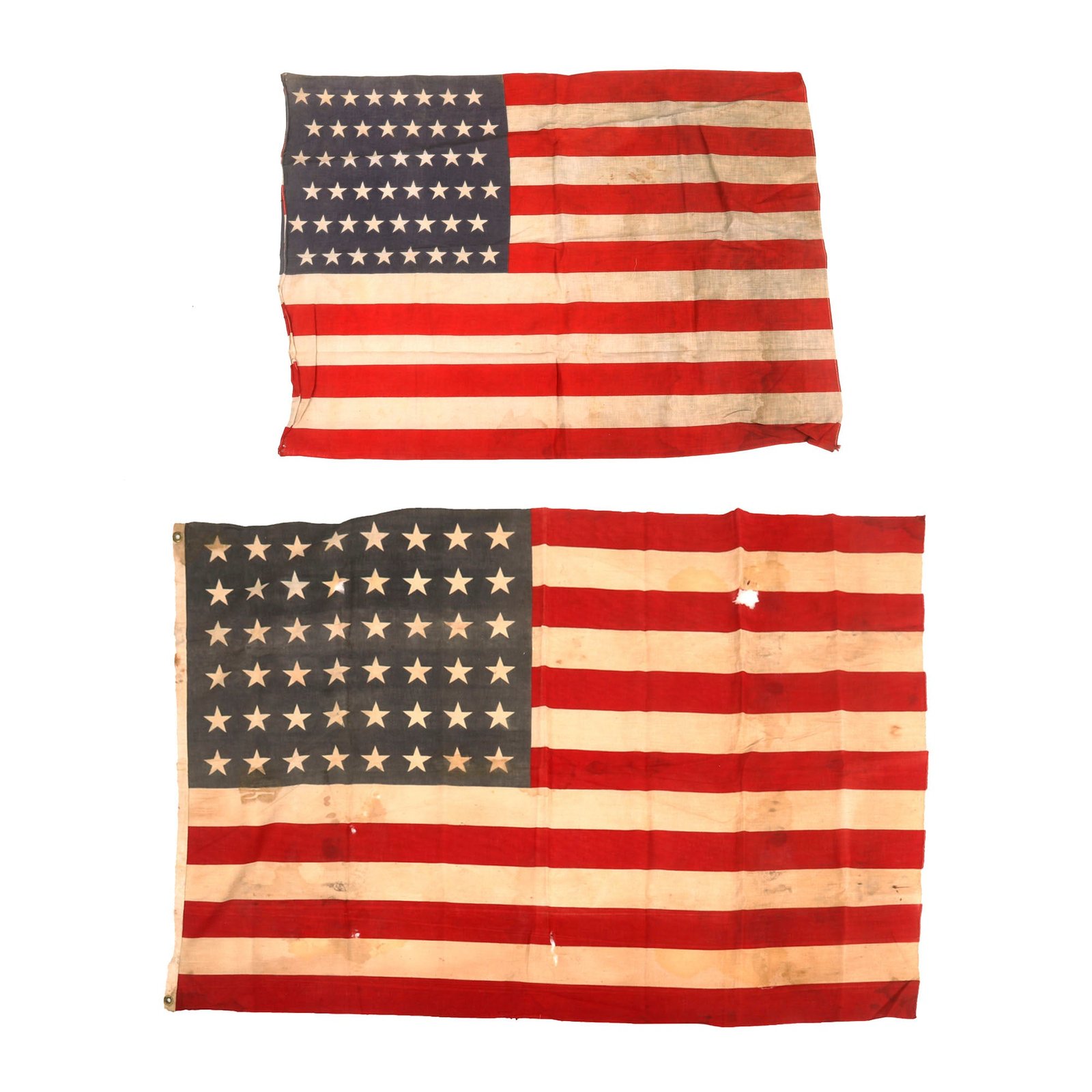 Buy Original U.S. WWI & WWII 48 Star Wool Flags - Lot of 2 - 25 x 33½” & 33½ x 48” | Original Firearms Antique For Sale