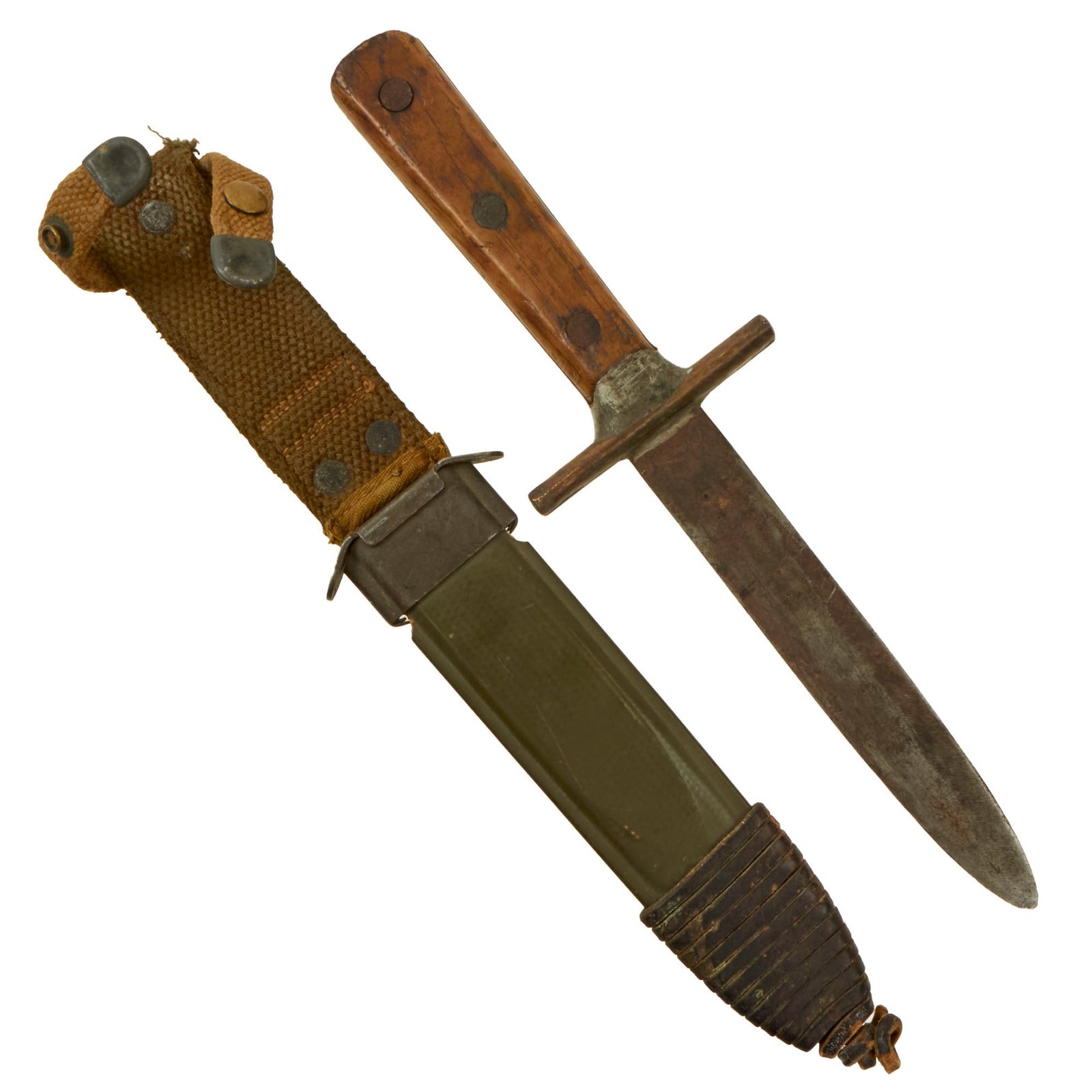 Buy Original U.S. WWII PAL K4808 Butcher Knife Turned Fighting Knife in M8 Scabbard by B.M. Co. | Original Firearms Antique For Sale