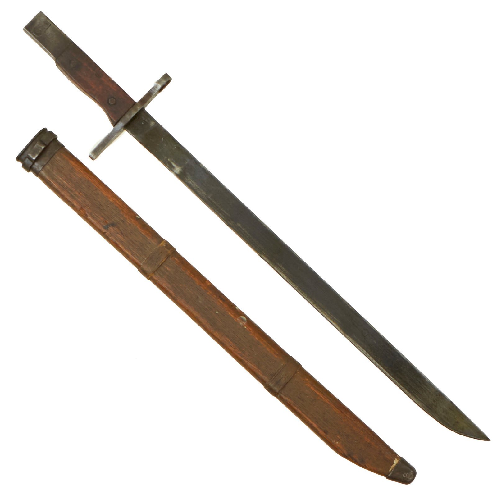 Buy Original Japanese Late WWII Arisaka Type 30 Last Ditch Bayonet with Wood Scabbard by Toyoda Automatic Loom | Original Firearms Antique For Sale