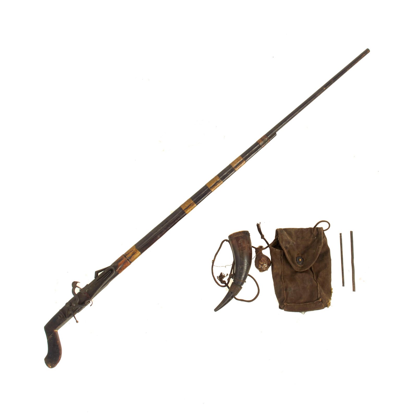 Buy Original Vietnam War Special Forces Bring Back Montagnard Snaphaunce Musket with Accessories in M1 Carbine Pouch | Original Firearms Antique For Sale