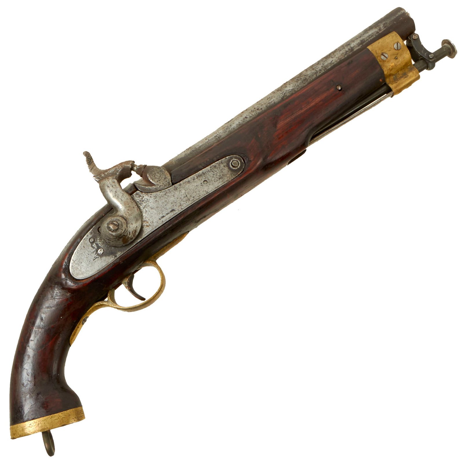 Buy Original British EIC Model 1843 Percussion Dragoon Pistol Made With Brunswick Rifle Parts - British Proofed Barrel | Original Firearms Antique For Sale