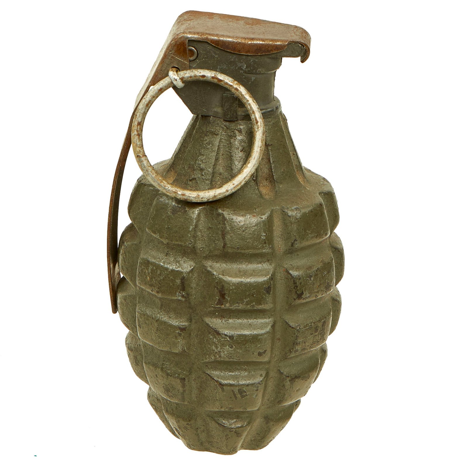 Buy Original U.S. Pre-WWII Inert MkII Pineapple Fragmentation Grenade w/ “Cutback” Fuze | Original Firearms Antique For Sale