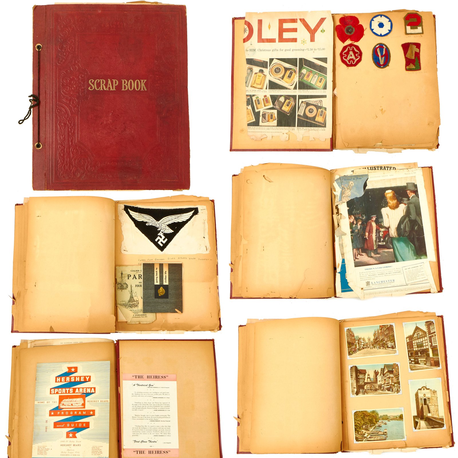 Buy Original U.S. WWII GI Named Scrapbook with Patches, Telegram, German Souvenirs, Magazine, Currency and More | Original Firearms Antique For Sale