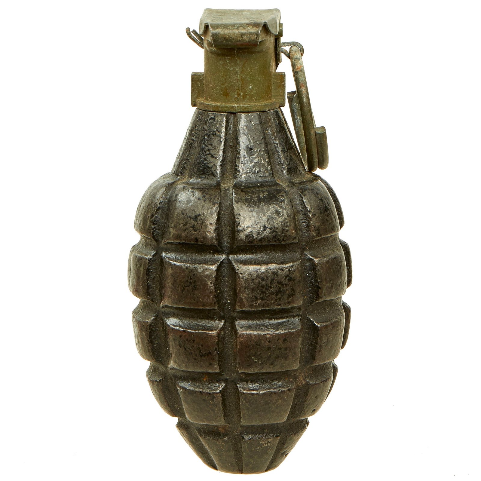 Buy Original U.S. Pre-WWII Inert Early MkII Pineapple Grenade with Fuze - Black 1920s/30s Era | Original Firearms Antique For Sale