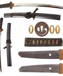 Original Early 18th Century Edo Period Japanese Handmade Wakizashi Short Sword by KUNISUKE with Recent Scabbard & Sageo Cord