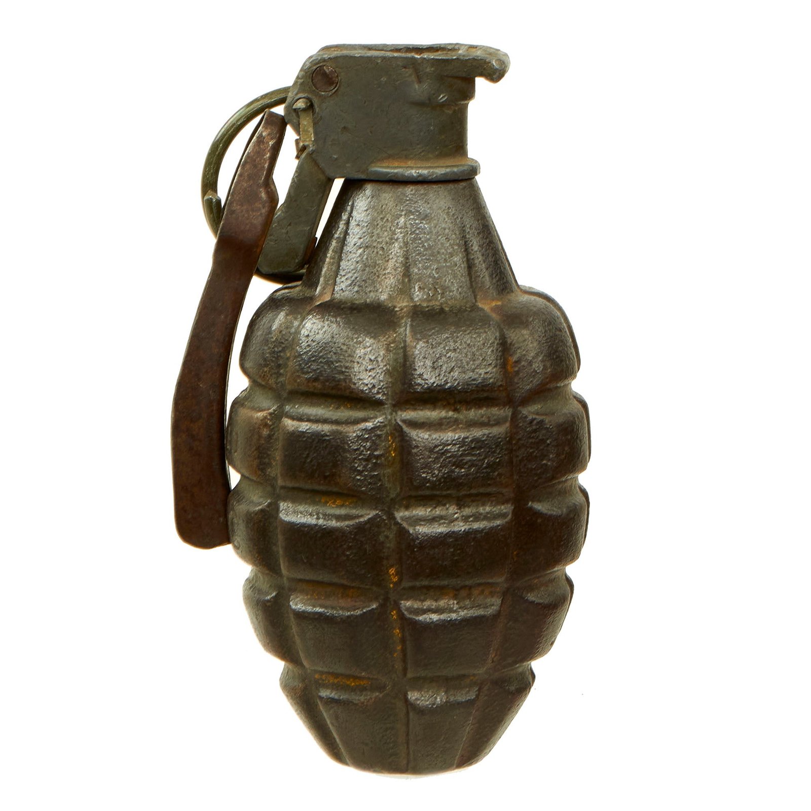 Buy Original U.S. Pre-WWII Inert Early MkII Pineapple Grenade with WWI Mark 1 Grenade Fuze - Black 1920s/30s Era | Original Firearms Antique For Sale
