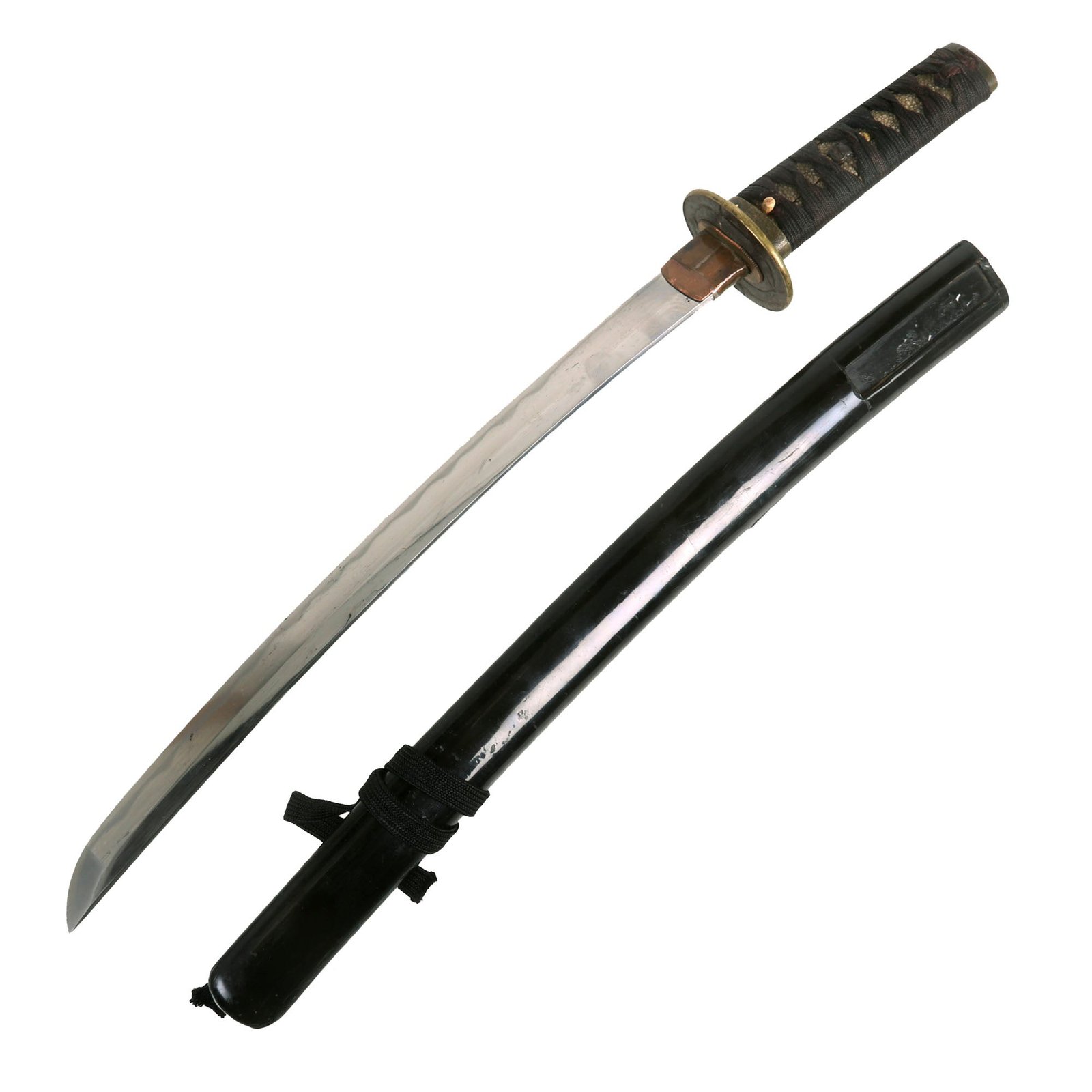 Buy Original Edo Period Japanese Ko-Wakizashi Short Sword by KANESADA with Lacquered Scabbard & Sageo Cord | Original Firearms Antique For Sale