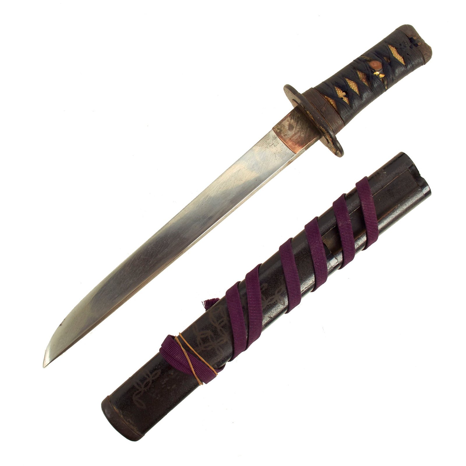 Buy Original Japanese Edo Period Tanto Short Sword with Traditional Handmade Blade & Decorative Lacquered Scabbard | Original Firearms Antique For Sale