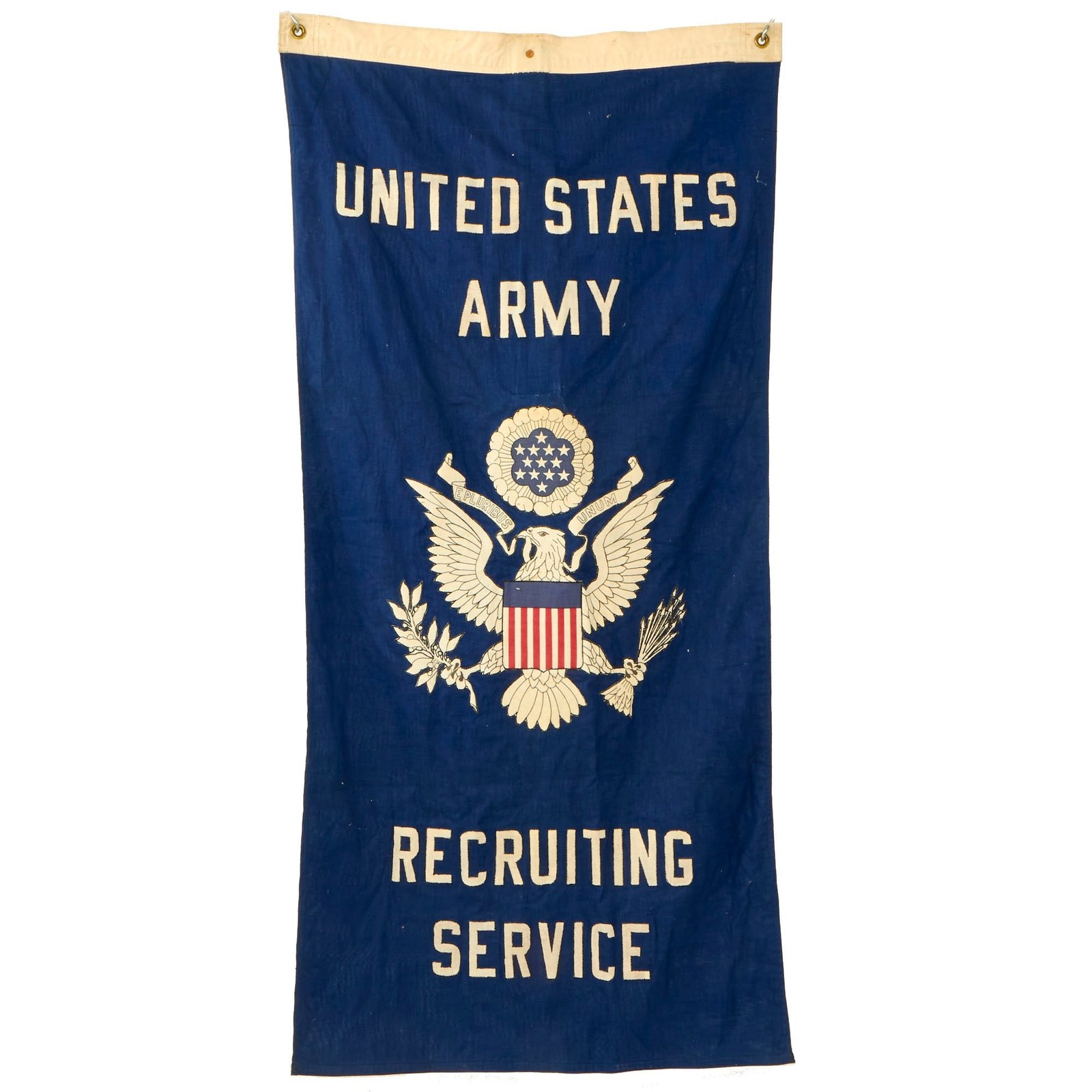 Buy Original U.S. WWII Era US Army Recruiting Service Recruitment Banner - 27” x 56” | Original Firearms Antique For Sale
