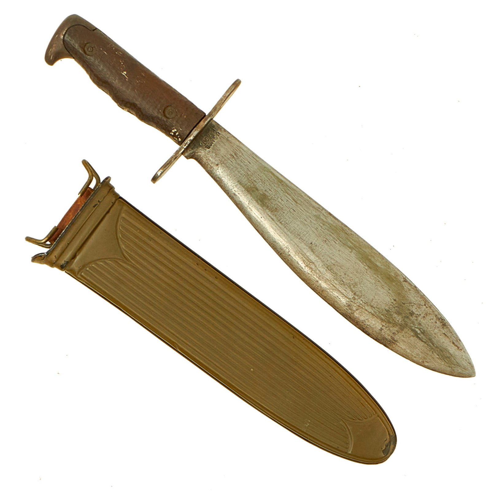 Buy Original U.S. WWI Model 1917 Bolo Knife by Plumb St. Louis with Rare Steel Scabbard by L.F.&C dated 1918 | Original Firearms Antique For Sale
