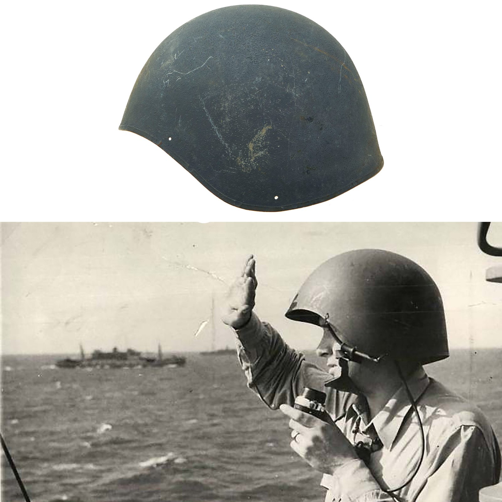 Buy Original U.S. WWII Navy USN MK2 Talker Flak Gunners Helmet | Original Firearms Antique For Sale