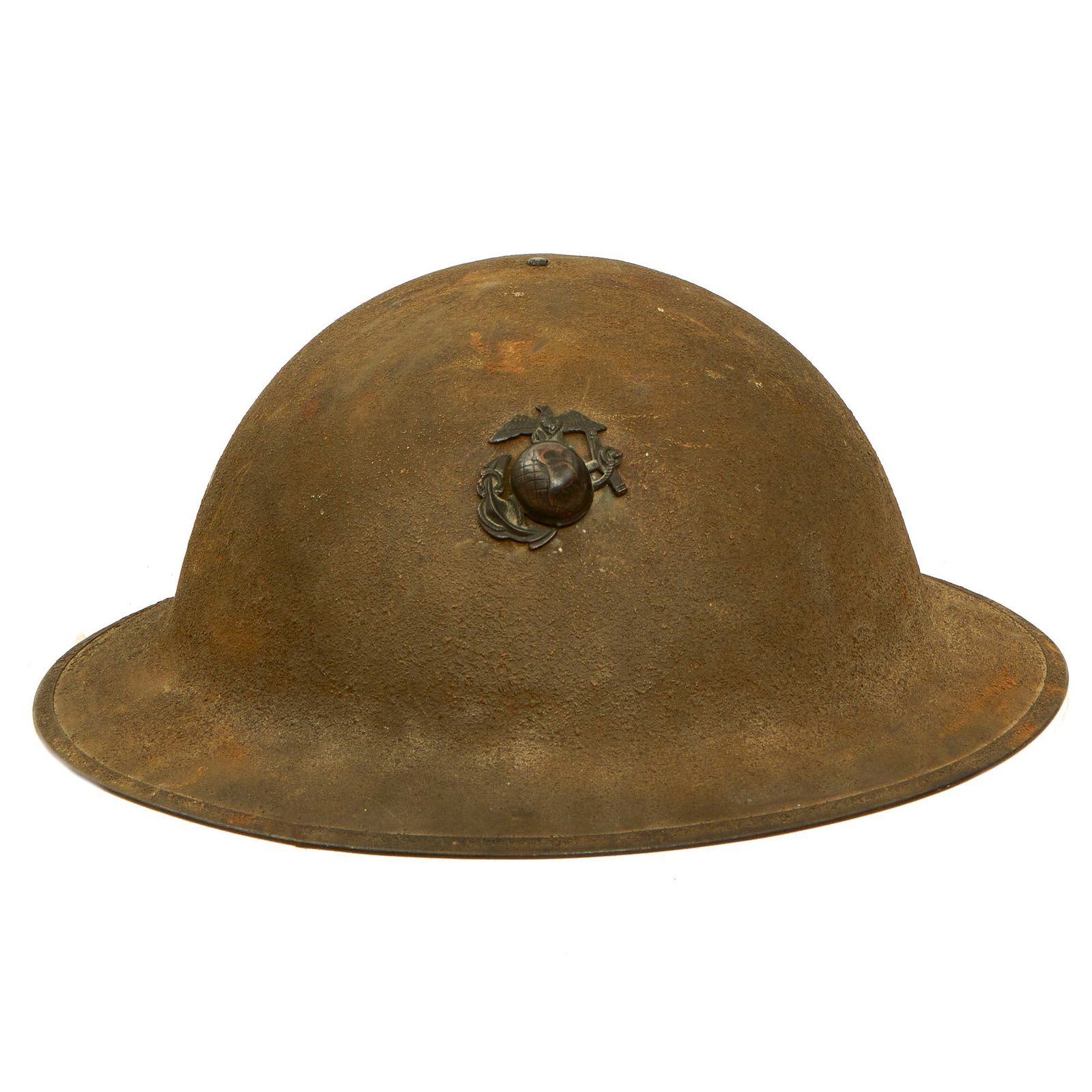 Buy Original U.S. WWI USMC M1917 Doughboy Helmet with Intact Liner - Featuring Period Correct Eagle, Globe and Anchor | Original Firearms Antique For Sale