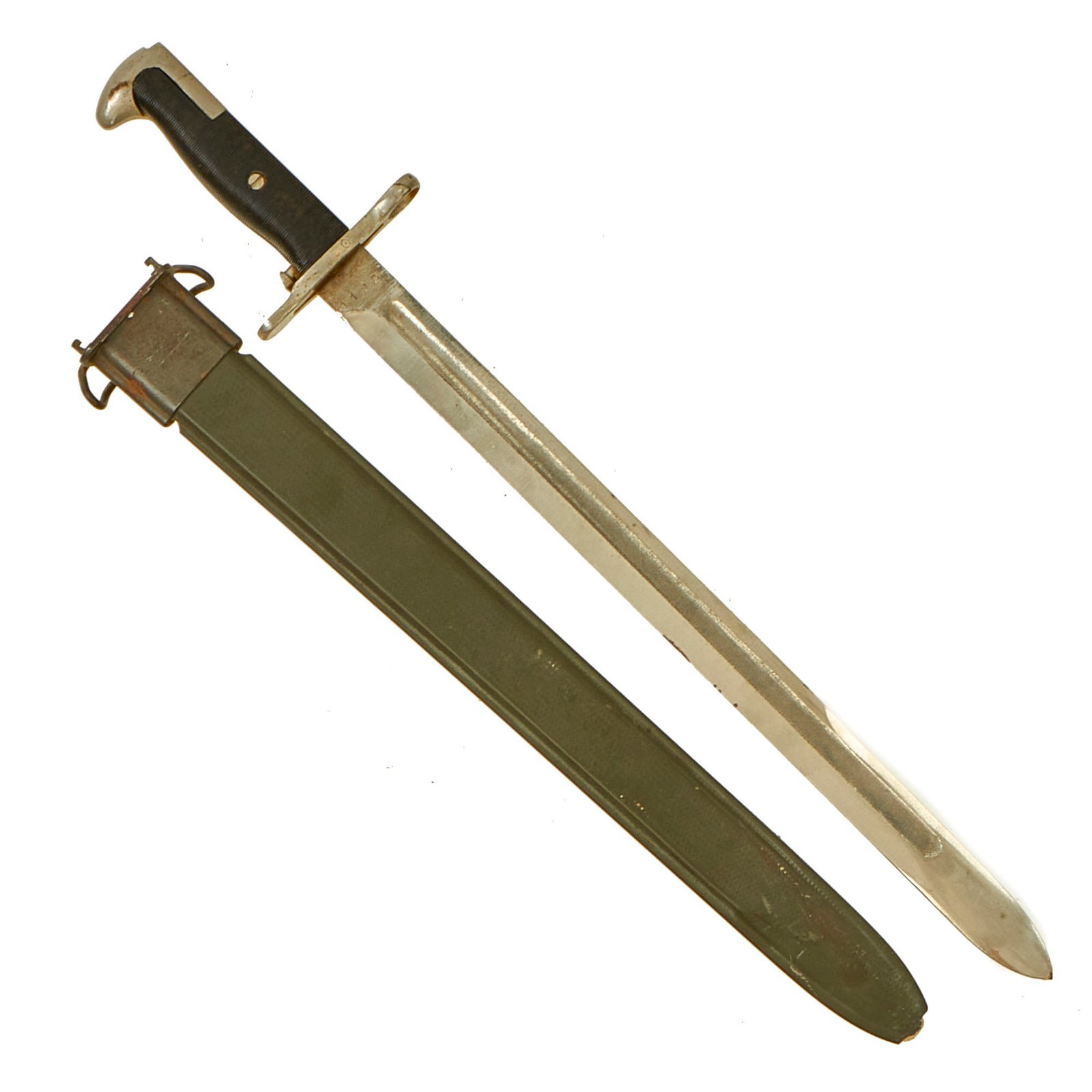 Buy Original U.S. WWII Chromed M1942 Garand Rifle 16 inch Parade Bayonet by PAL with USN Mk 1 Scabbard - dated 1942 | Original Firearms Antique For Sale