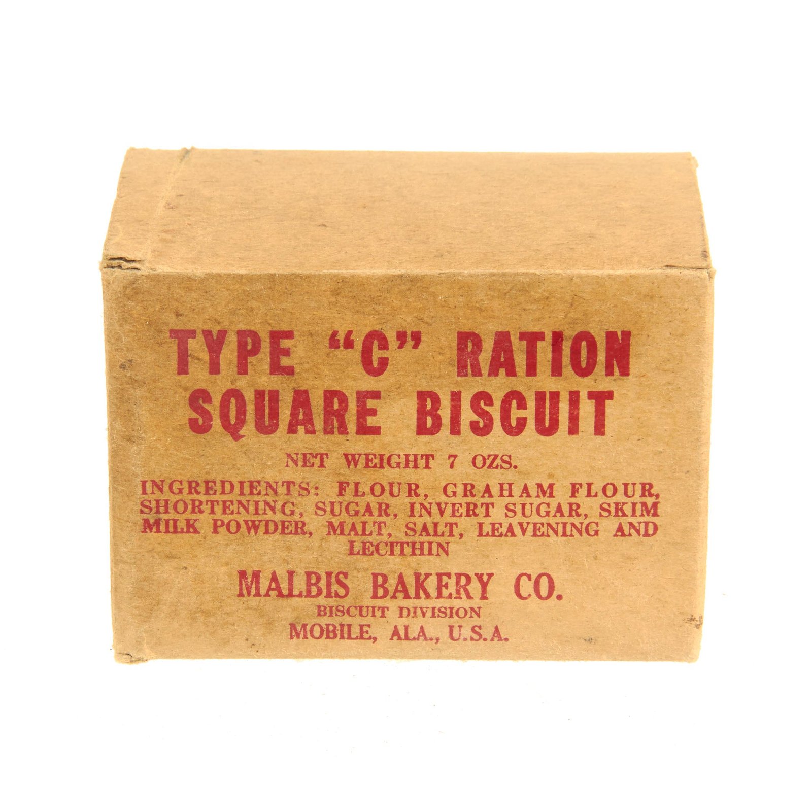 Buy Original U.S. WWII Unissued "C" Ration Square Biscuits in Wrapper by Malbis Bakery Co | Original Firearms Antique For Sale