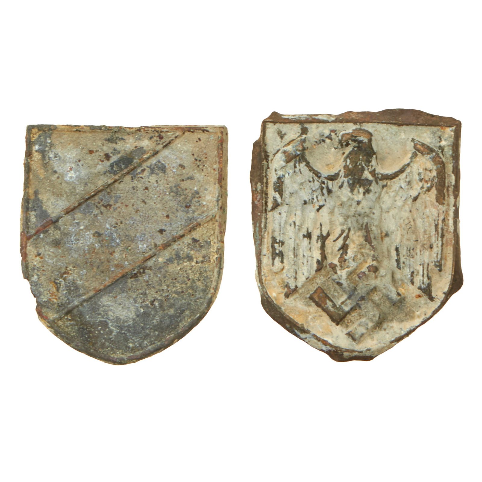 Buy Original German WWII DAK Pith Helmet Emblem Badge Set Excavated in North Africa - Set of National Colors & German Eagle | Original Firearms Antique For Sale
