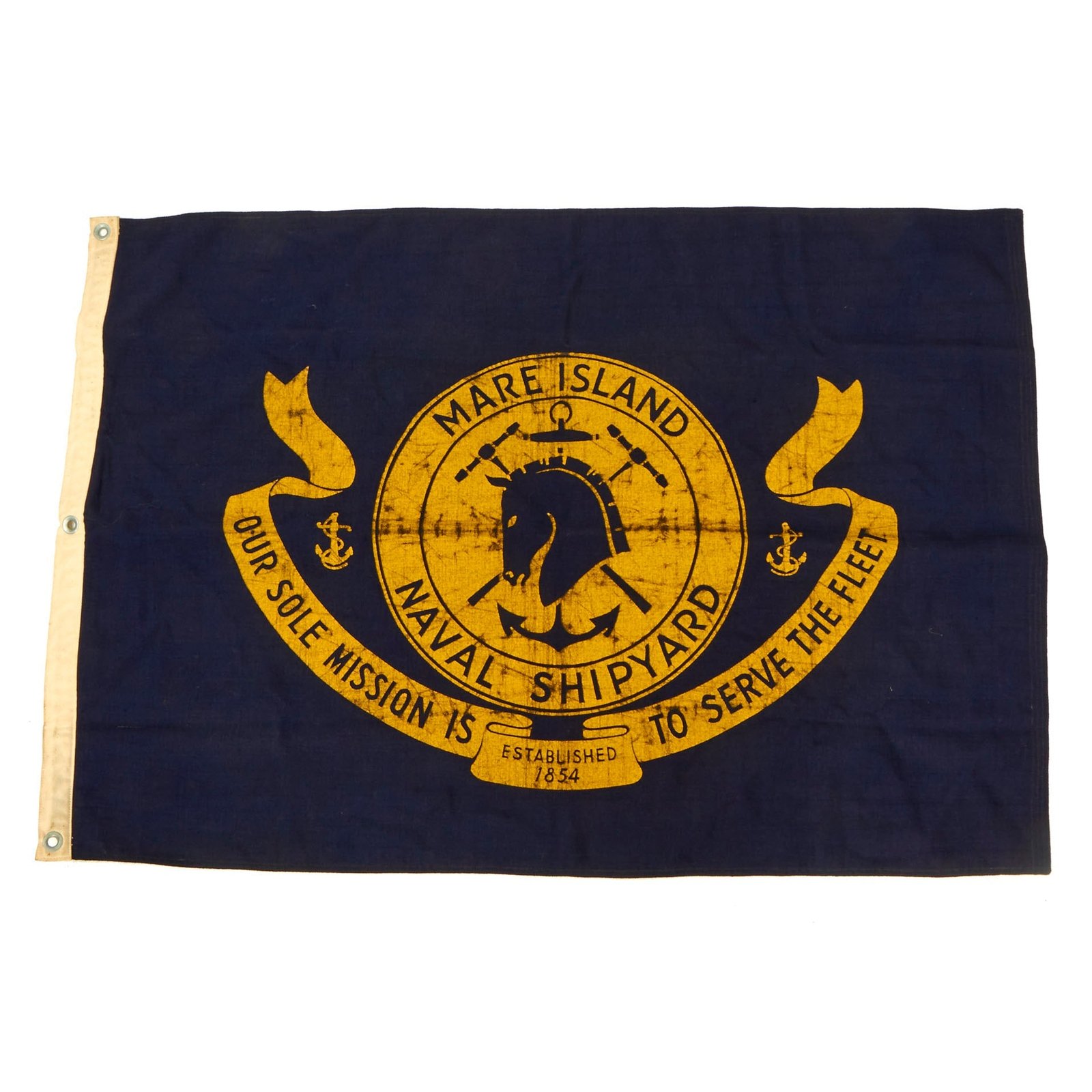 Buy Original U.S. WWII Blue Wool Flag of Mare Island Naval Shipyard - 48” x 33” | Original Firearms Antique For Sale