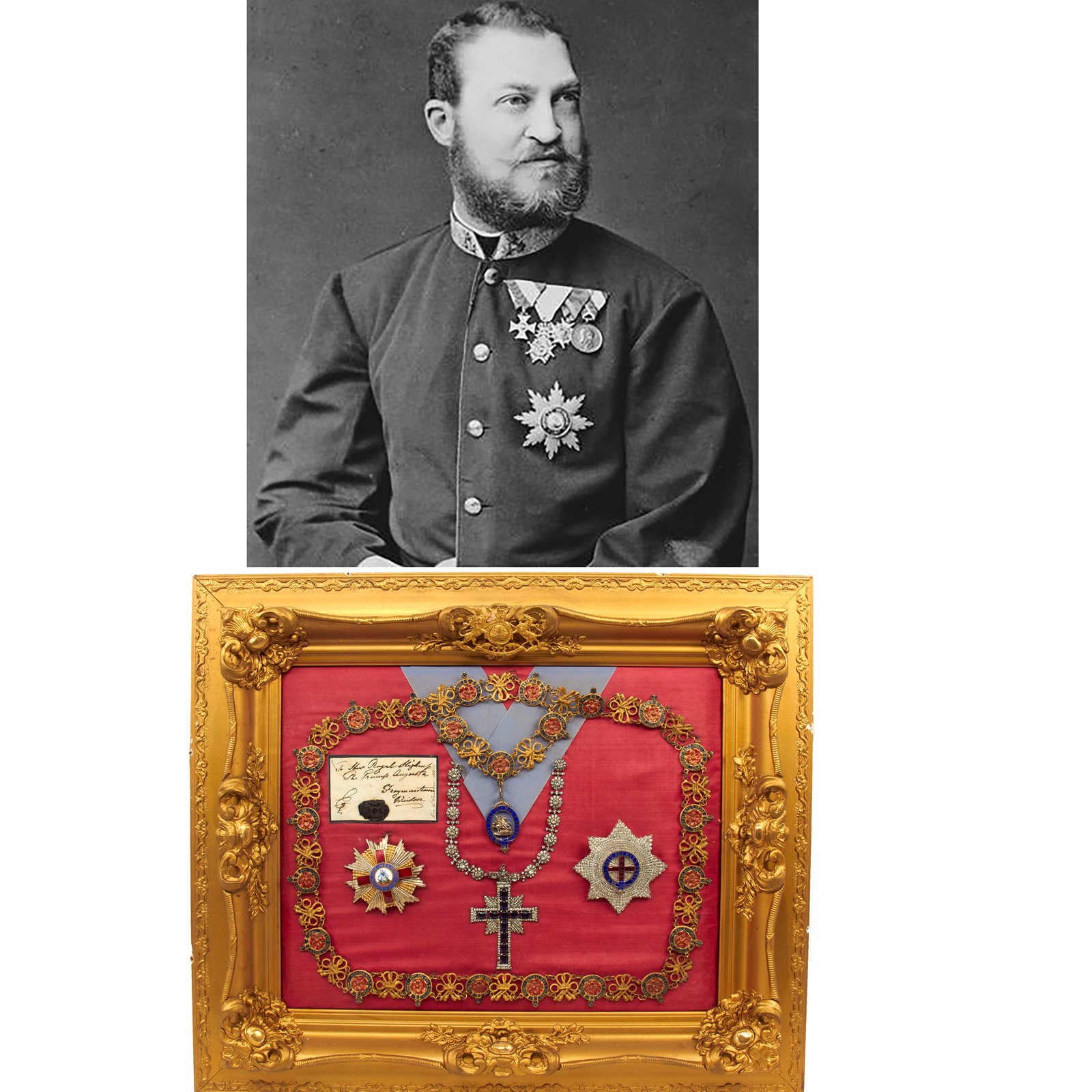 Buy Original British Austrian Ernest Augustus Crown Prince of Hanover Family Genuine Wearer’s Copies Awards Framed Display - 27 ½” x 23 ½” | Original Firearms Antique For Sale