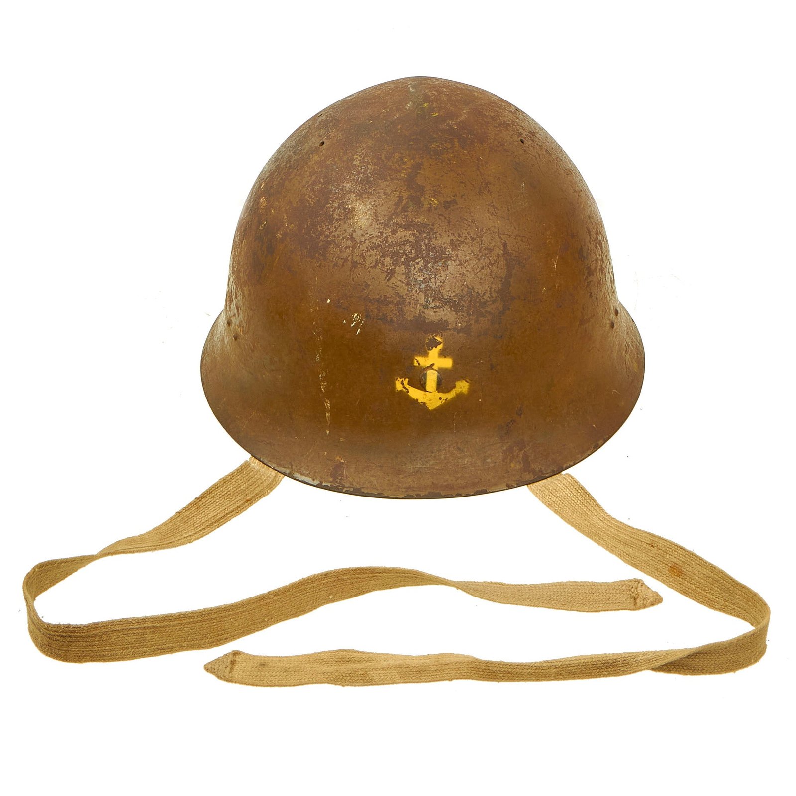 Buy Original Japanese WWII Type 90 Navy Helmet with Complete Liner and Chinstrap - Tetsubo | Original Firearms Antique For Sale