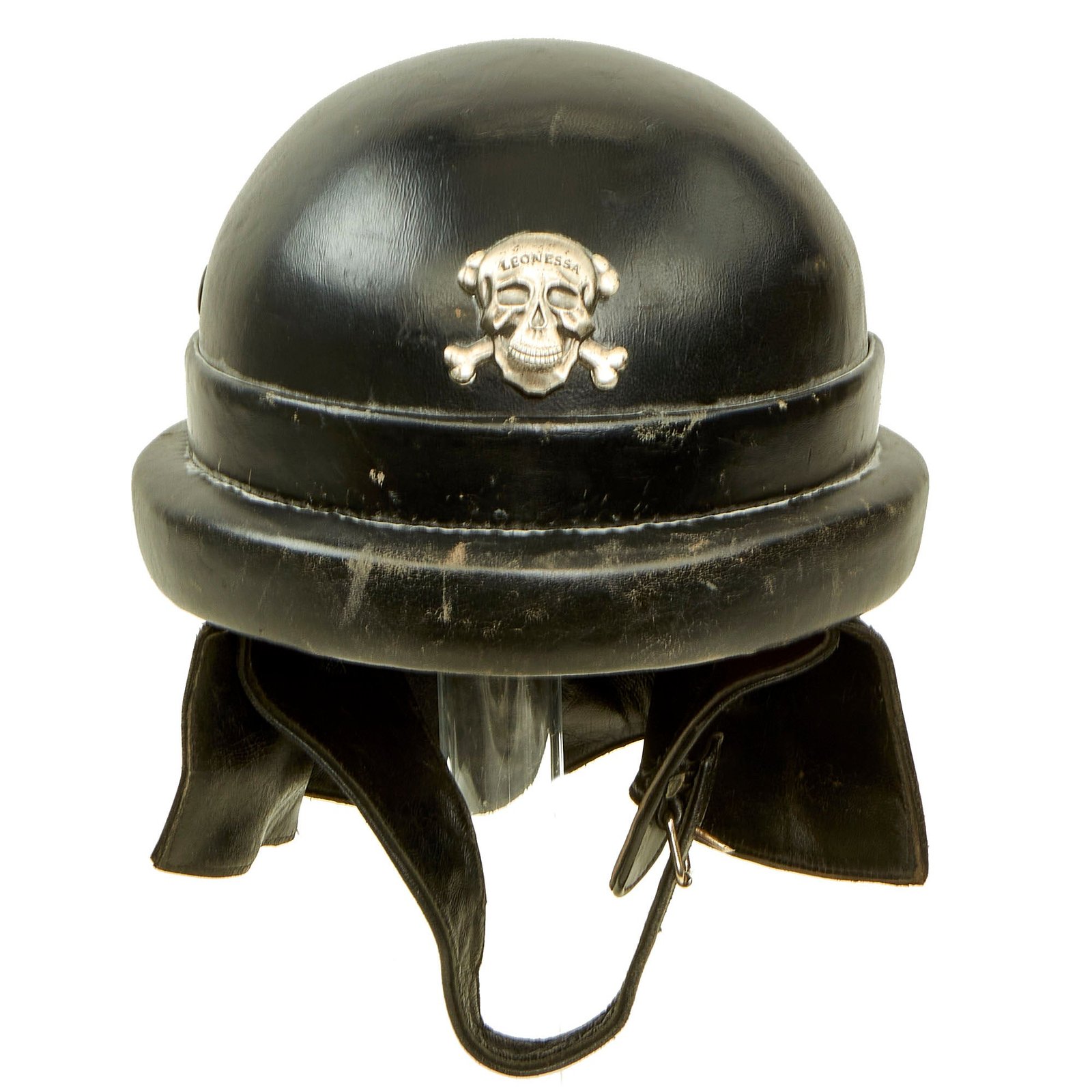 Buy Original Italian WWII RSI 1943 Dated M35 Tanker Helmet with GNR Armored Group "Leonessa" Skull Insignia - size 55 | Original Firearms Antique For Sale