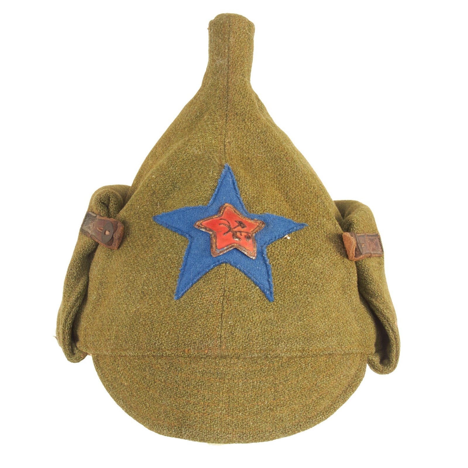 Buy Original Soviet WWII Early M27 Budenovka Winter Cap With Early Cavalry Stamped Steel Badge | Original Firearms Antique For Sale