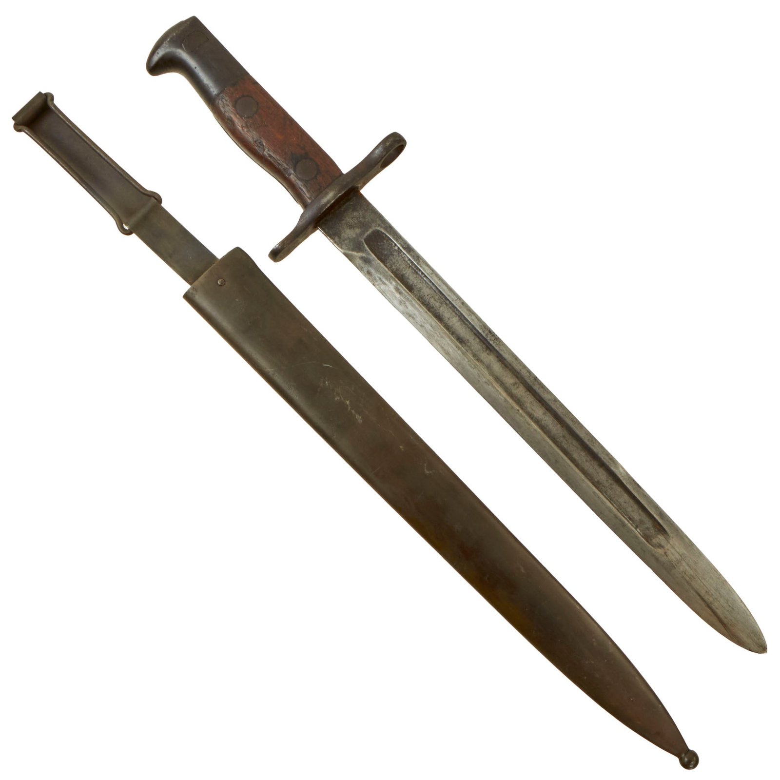 Buy Original U.S. Spanish-American War Model 1892 Krag Rifle Bayonet and Scabbard - Dated 1897 | Original Firearms Antique For Sale
