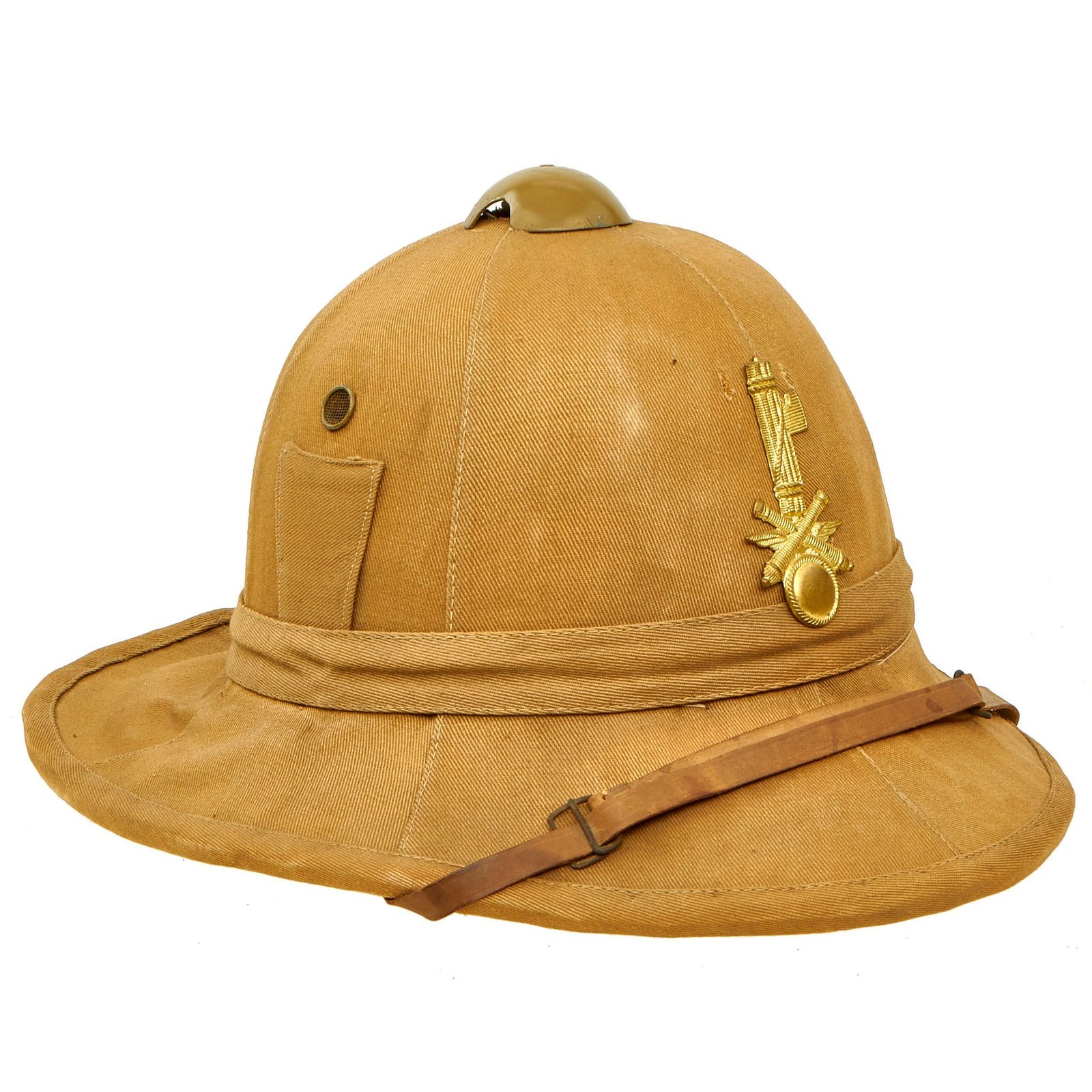 Buy Original Italian WWII North African Campaign M1928 Tropical Sun Pith Helmet with Anti-Aircraft Insignia | Original Firearms Antique For Sale