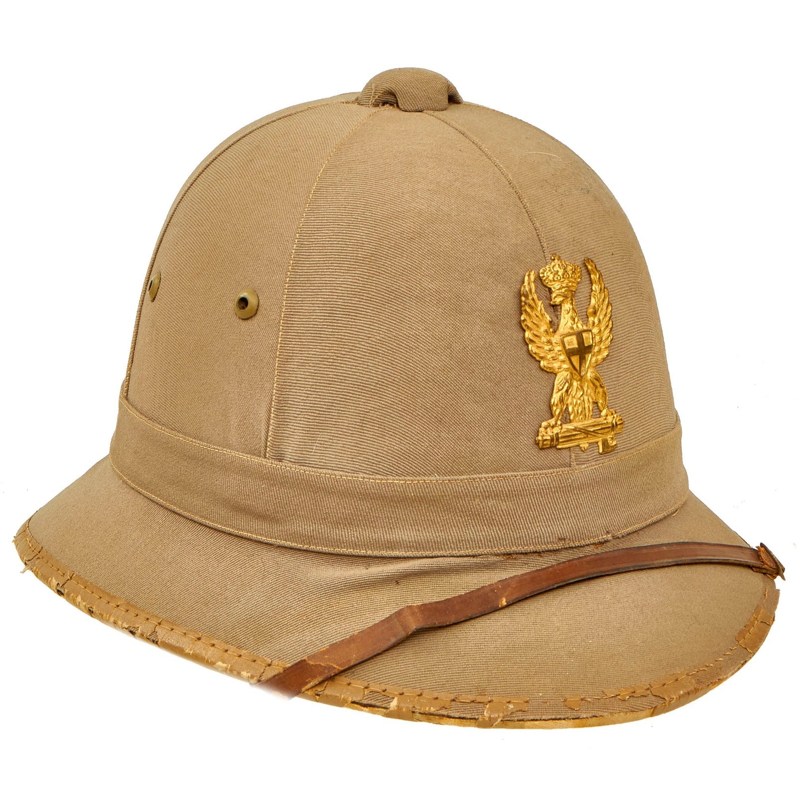 Buy Original Italian WWII North African Campaign Officers’ Tropical Sun Pith Helmet with Early Officer Insignia | Original Firearms Antique For Sale