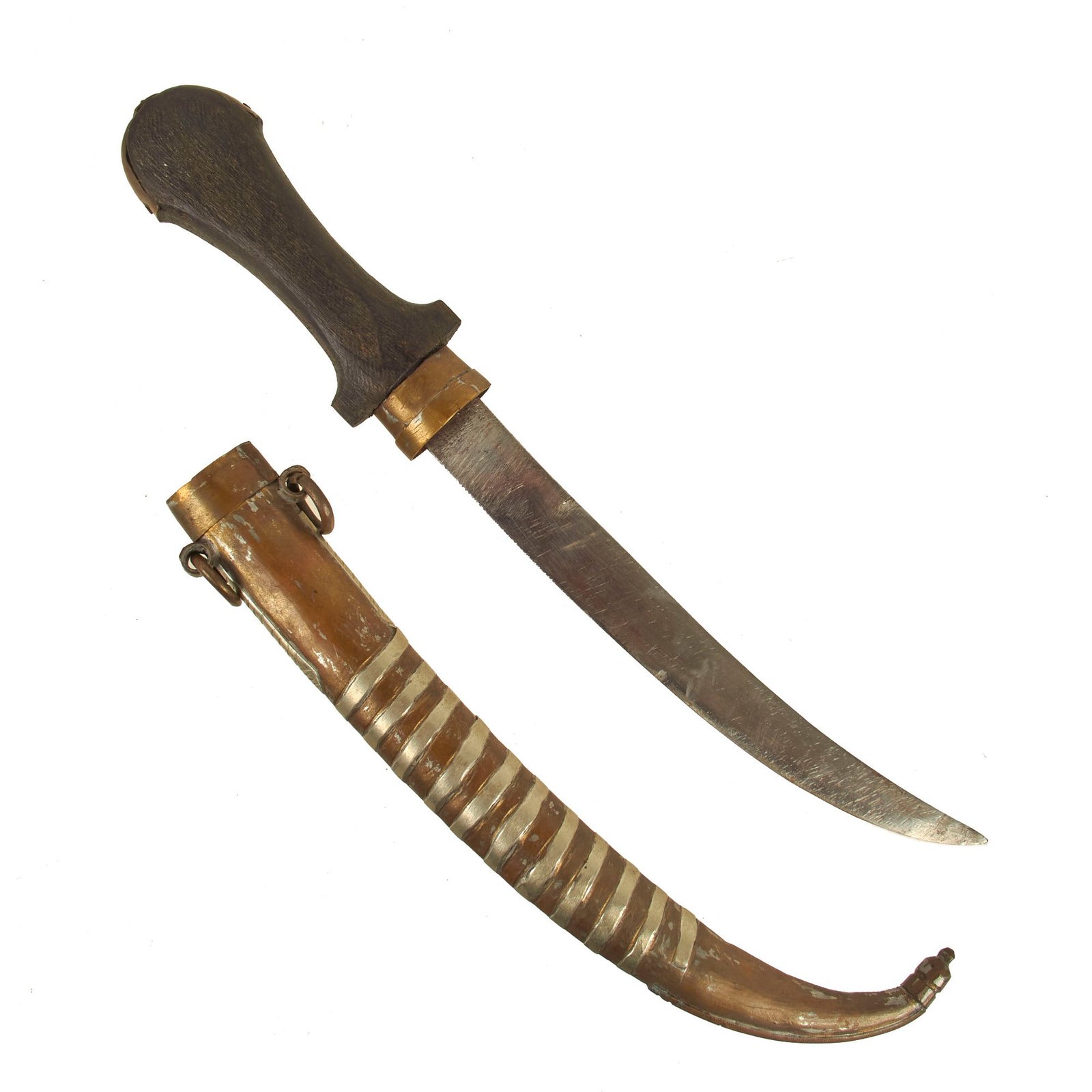 Buy Original 19th Century North African Silver Mounted Jambiya Dagger with Silver Clad Scabbard | Original Firearms Antique For Sale