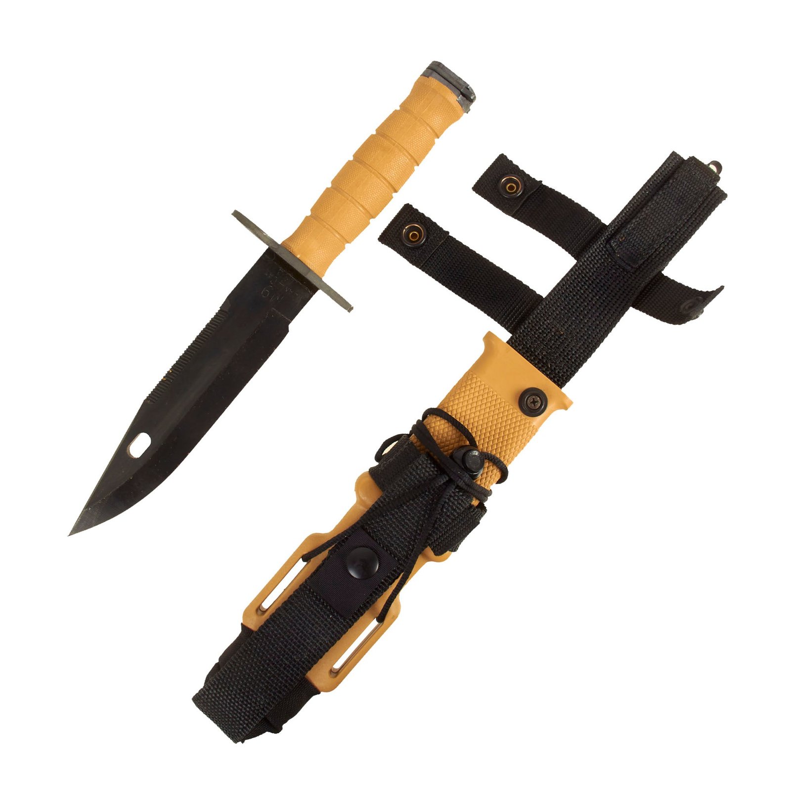Buy Original U.S. Persian Gulf War / Global War on Terror Scarce Tan M9 “Phrobis III” Multi-Purpose Combat Knife Bayonet with Scabbard by LanCay | Original Firearms Antique For Sale