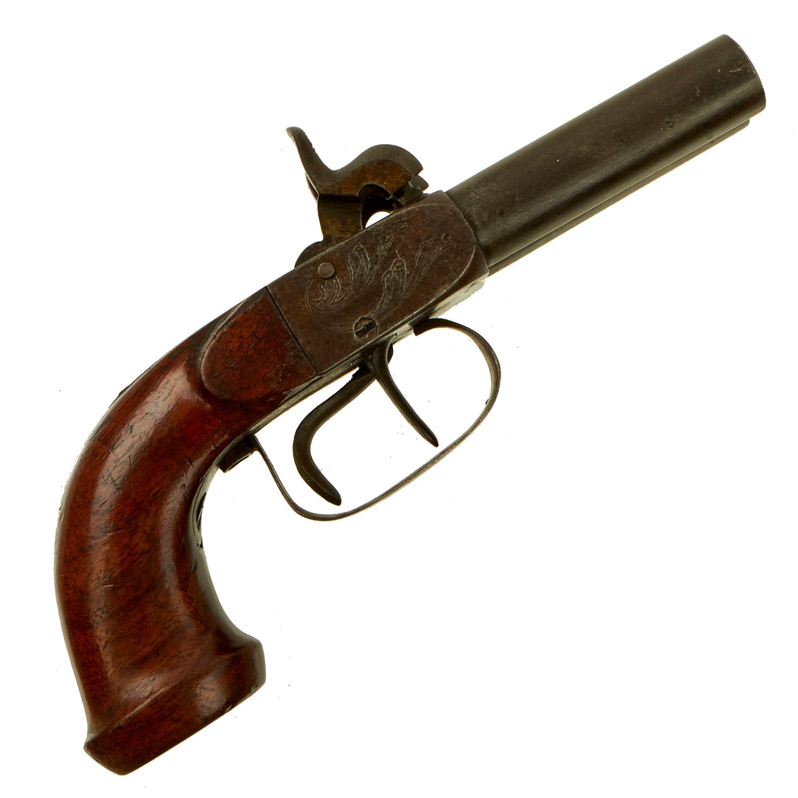Buy Original Victorian Era Belgian Double Barreled Pocket Percussion Pistol Serial • 48 - Circa 1840 | Original Firearms Antique For Sale