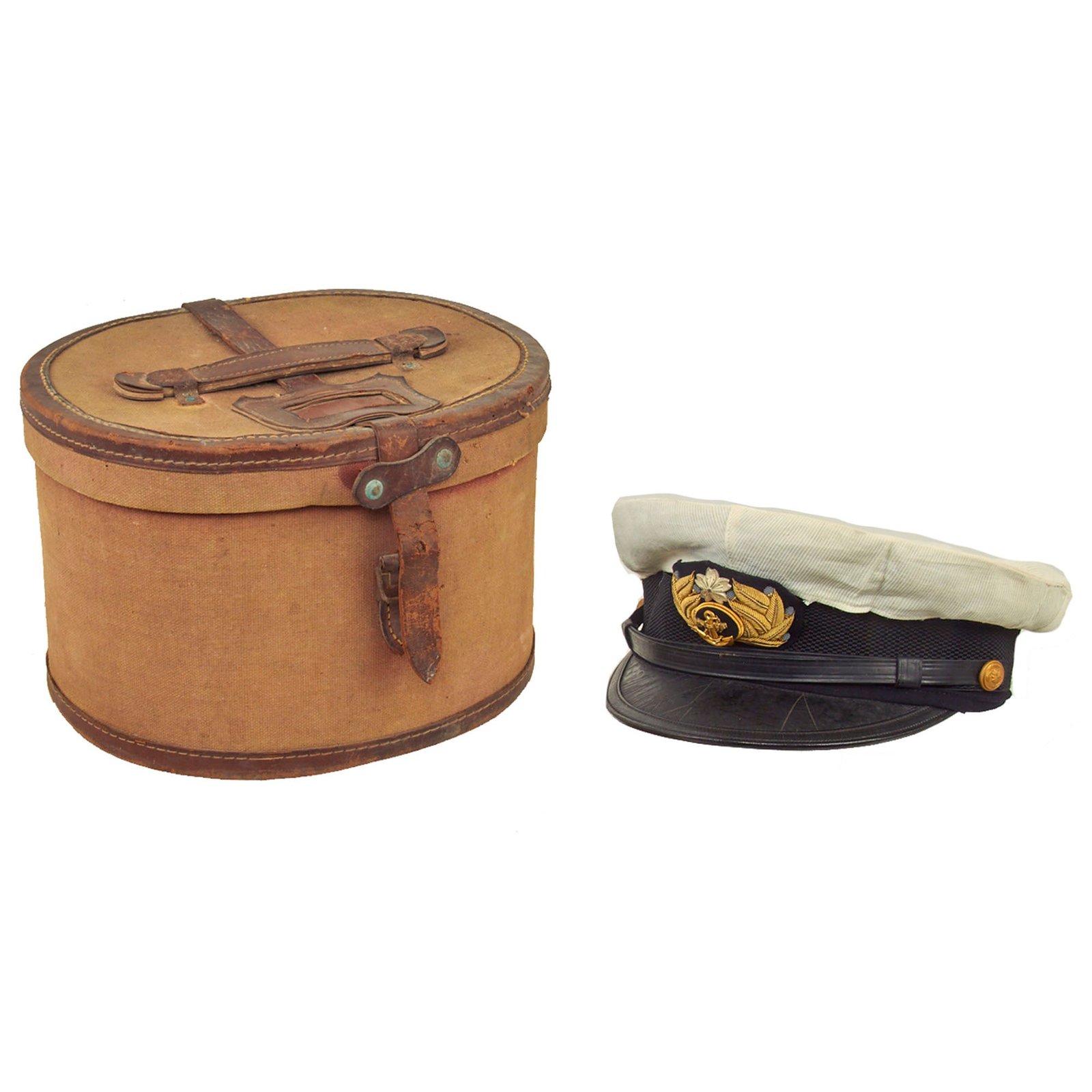 Buy Original WWII Imperial Japanese Navy IJN Officer Visor Cap with White Cover in Carry Case | Original Firearms Antique For Sale