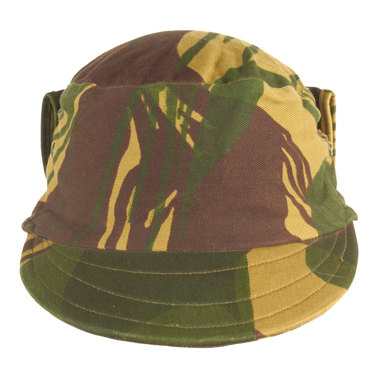 Buy Original Rhodesian Bush War Era Unissued Rhodesian Brushstroke Camouflage Pattern Keko (Swallowtail) Patrol Cap With Neck Protector - Size 7 | Original Firearms Antique For Sale