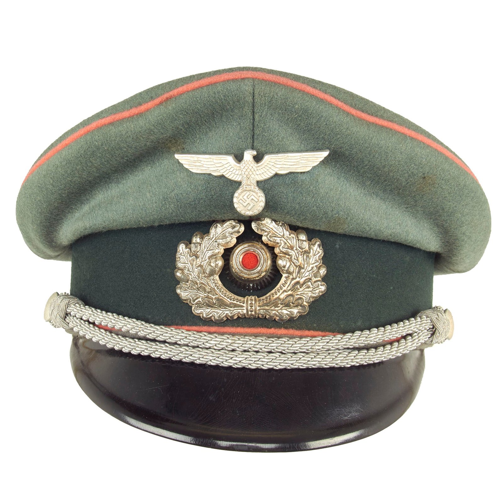 Buy Original German WWII Heer Panzer Armored Corps Officers Schirmmütze Visor Crush Cap by EREL - size 57 1/2 | Original Firearms Antique For Sale