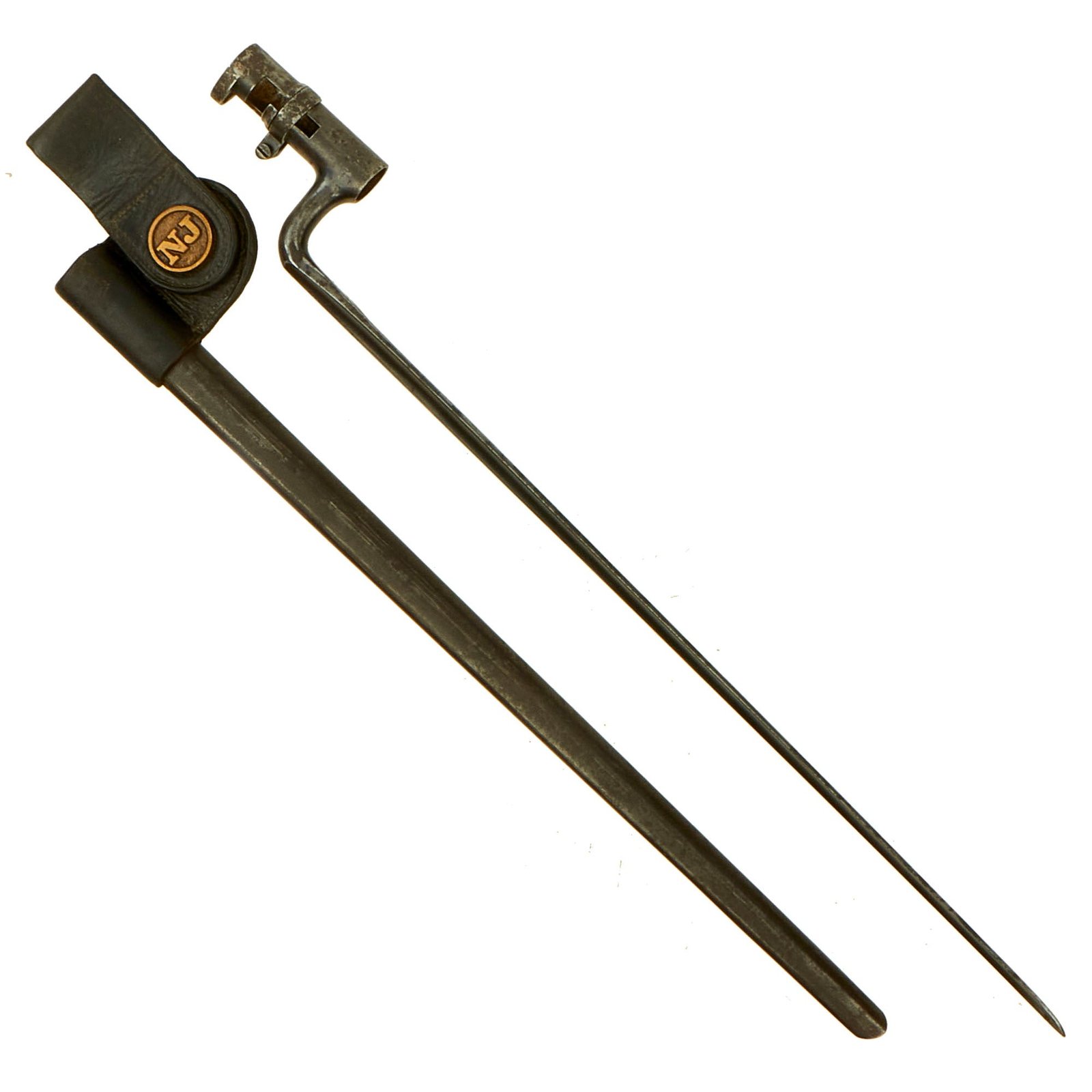 Buy Original U.S. New Jersey Issue Springfield Trapdoor M1873 Rifle Socket Bayonet with 1st Pattern N.J. Frog and Scabbard | Original Firearms Antique For Sale