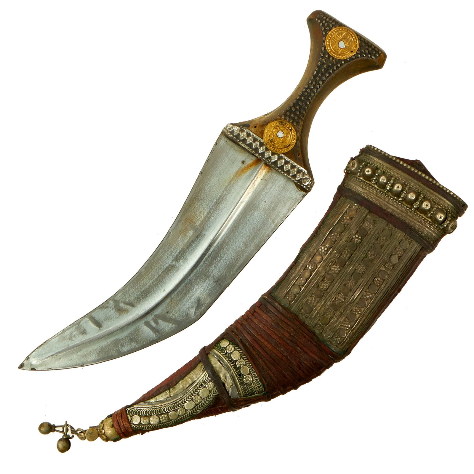 Buy Original Yemen Early 20th Century Yemeni Jambiya Dagger With Scabbard | Original Firearms Antique For Sale