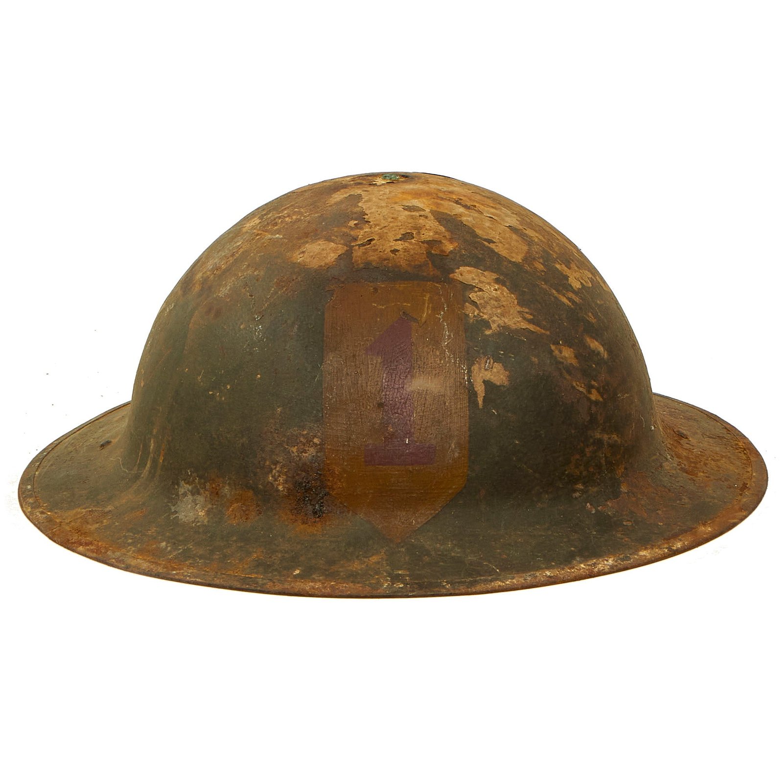 Buy Original U.S. WWI 1st Infantry “Big Red One” Division M1917 Doughboy Helmet | Original Firearms Antique For Sale