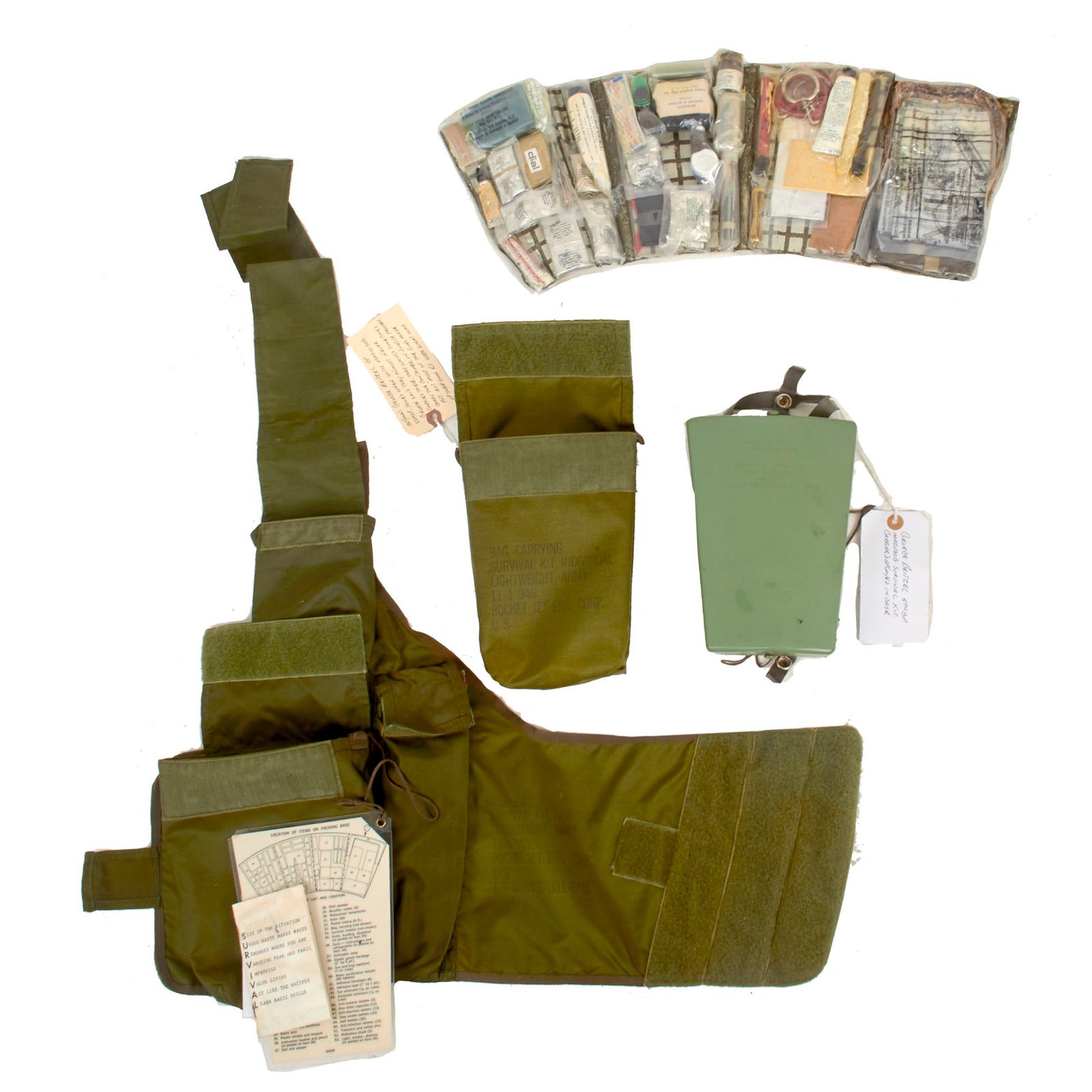 Buy Original U.S. Vietnam War Rare 1 of Only 100 Issued Experimental “Holster Survival Kit, Individual” Issued To Sgt Maj George Beitzel, MACV-SOG - Complete, Sealed | Original Firearms Antique For Sale